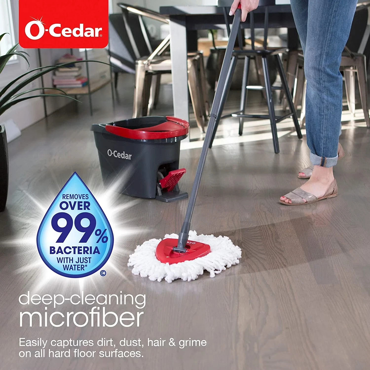 (2 Total Refills) O-Cedar EasyWring Microfiber Spin Mop & Bucket System- New