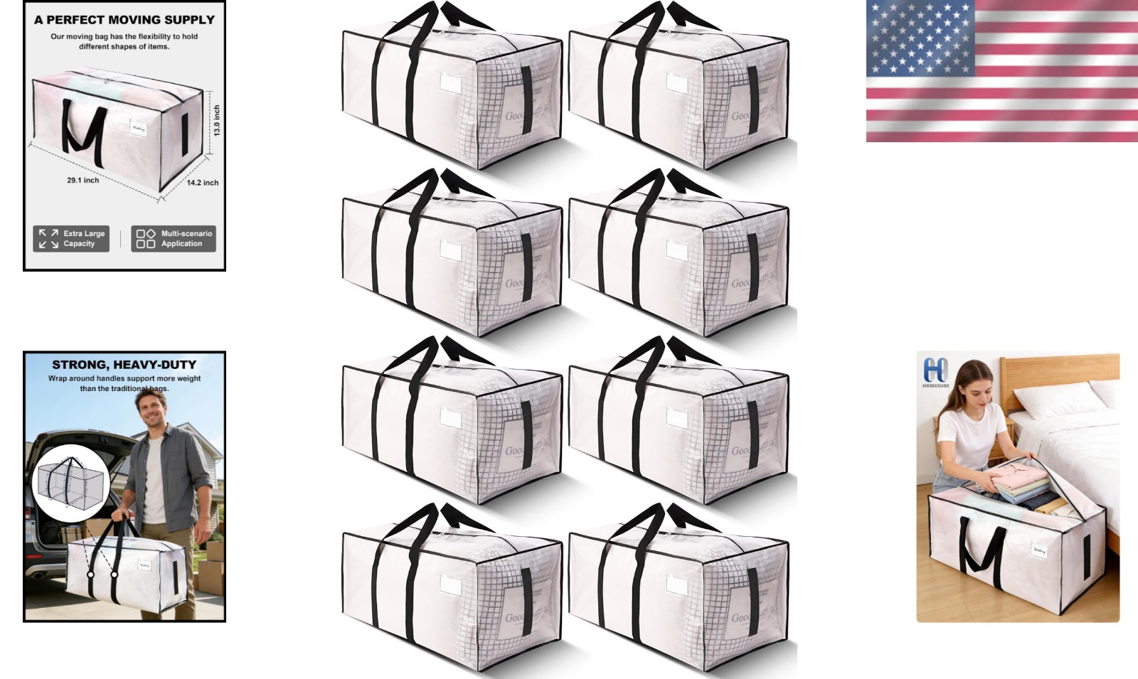 Multi-Purpose Heavy-Duty 200lb Capacity Moving Bags – Perfect for Dorm & Home