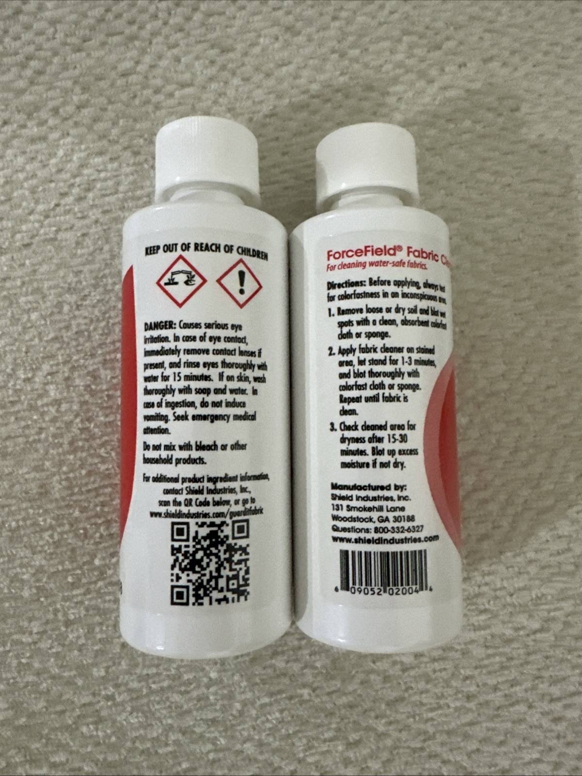 2 Guard It Forcefield fabric cleaners, 4 oz each, clean stains and dirt