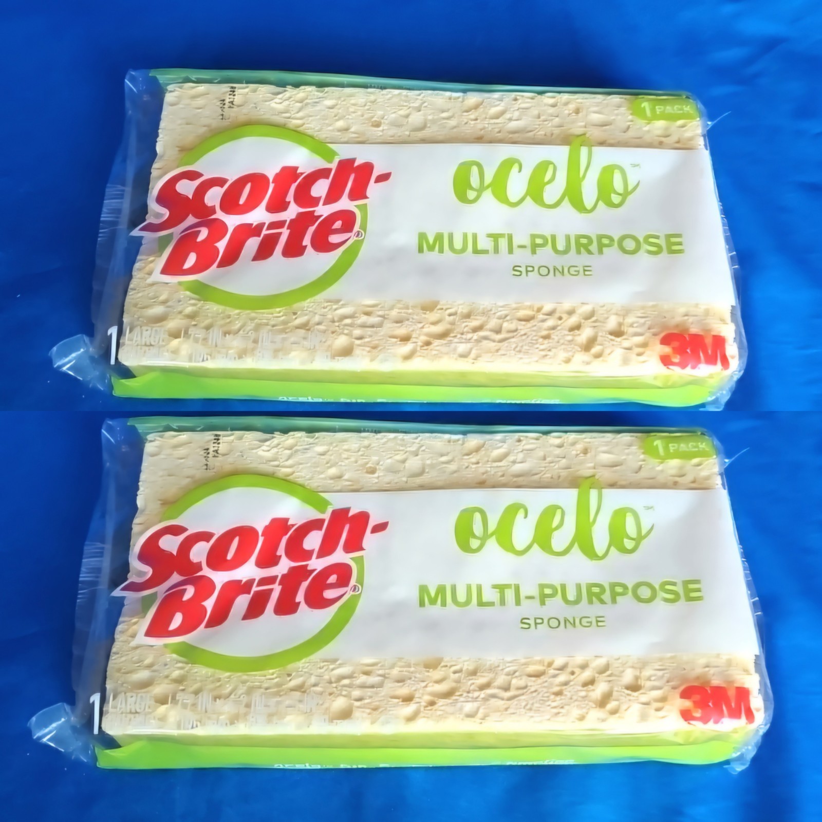 LARGE Scotch-Brite 3M Ocelo Multi-Purpose Sponge NEW (2 Packs) RARE Sealed