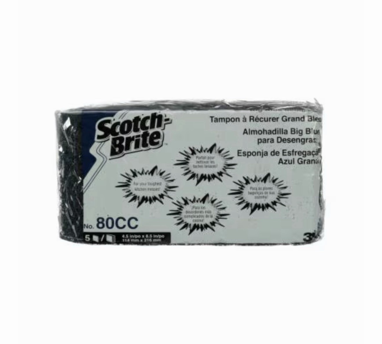 Scotch-Brite™ Big Blue Scouring Pad 80CC, 4.5 in x 8.5 in, 5/Pack
