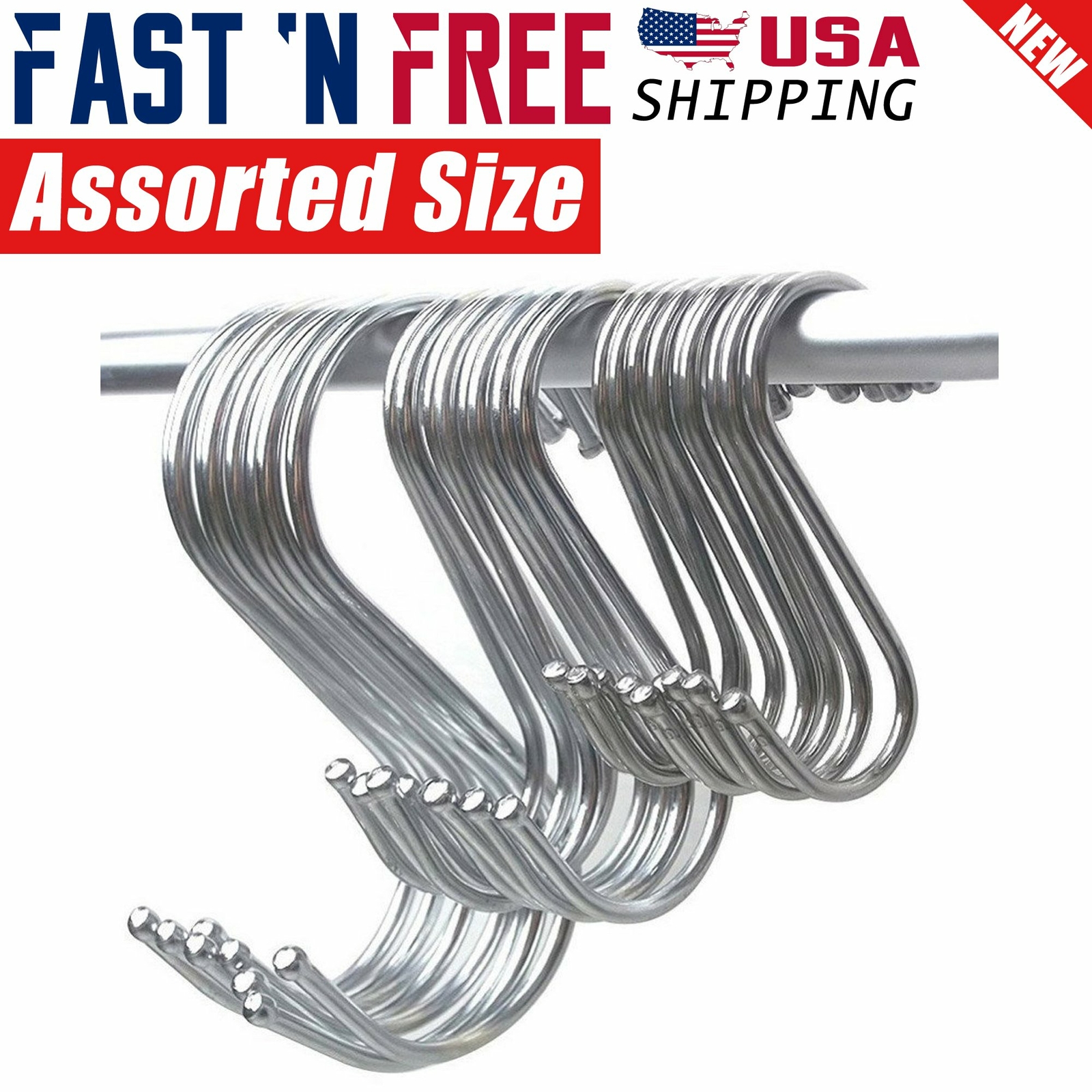 3″ 4″ 5″ inch Zine Plated Metal Steel S Hooks for Kitchen Hanging Hanger Bulk