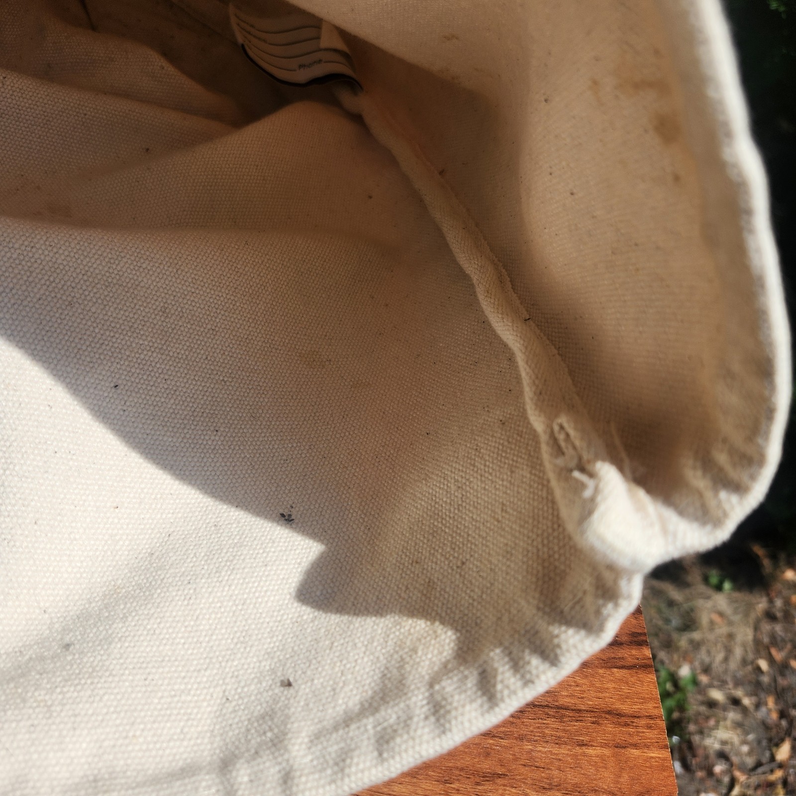Vintage Lands’ End Canvas Tote Bag Heavy Duty White/Blue USA Nice