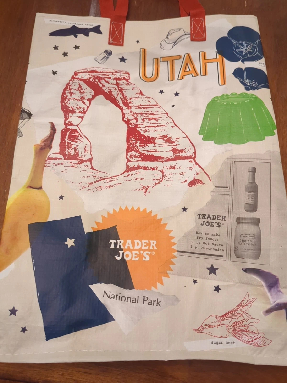 Trader Joe’s Utah Reusable Shopping Bag: Dinosaur, Arches, Bison, Umbrellas