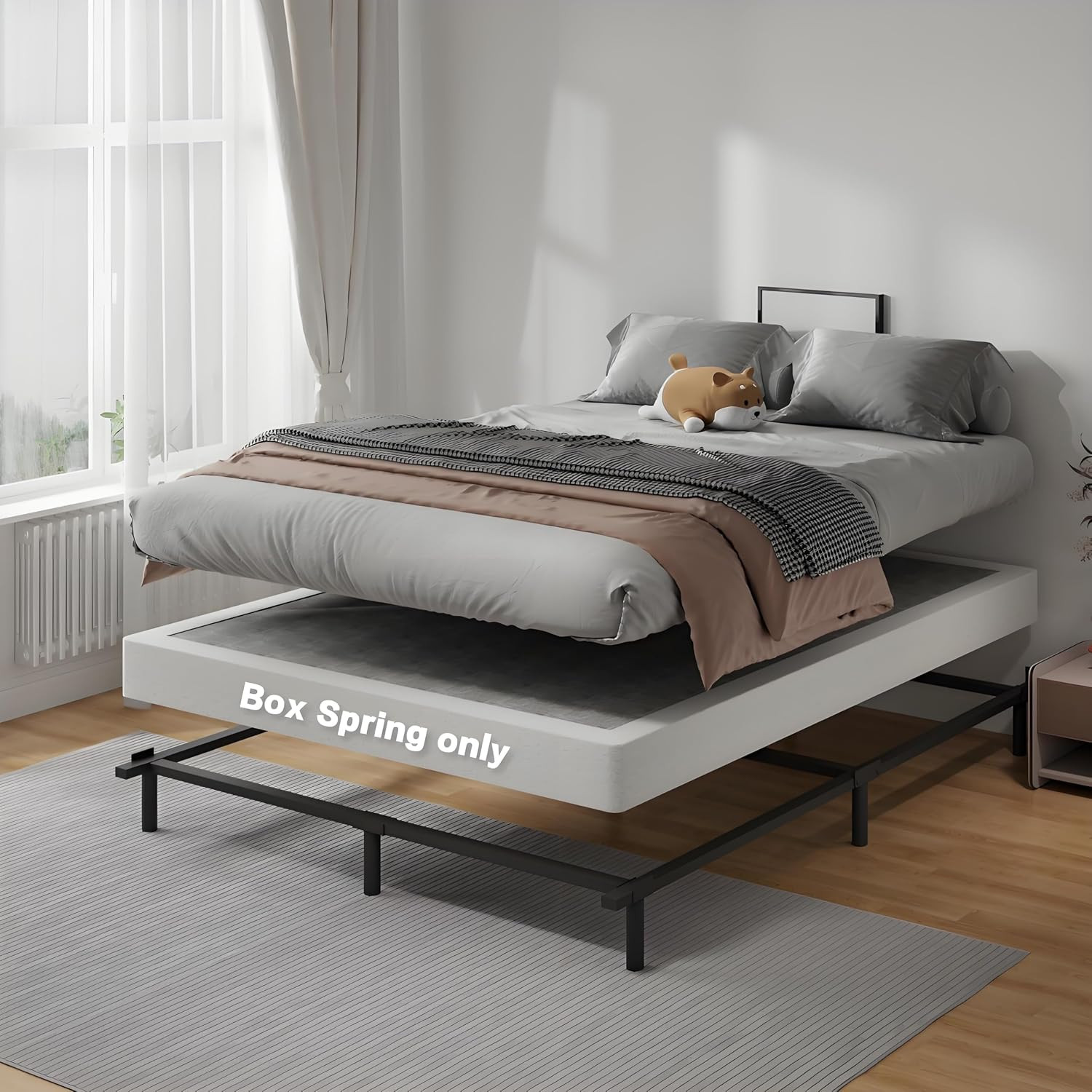 Snaye Queen Box Spring Bed Base 5 Inch, 3000Lbs Heavy Duty Box Spring Queen