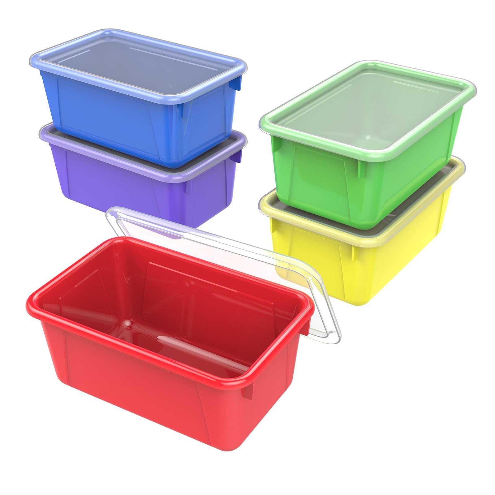 Cubby Bins 12.2×7.8×5.1 Inches Plastic Storage Containers 5-Pack – Organizes