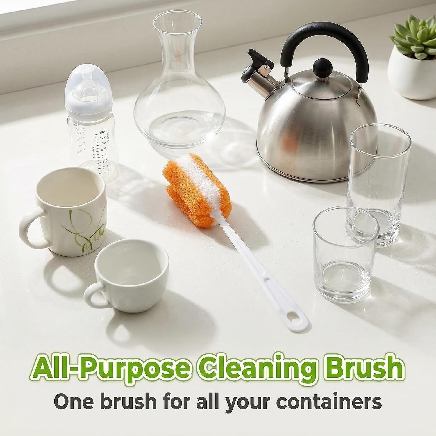 3PCS Soft Hanging Sponge Cleaning Brush Cleaner with Long Handle Cup Feeding …