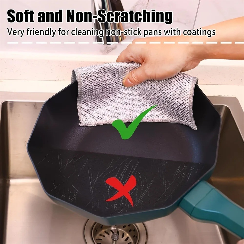 Steel Wire Cleaning Cloth Non Scratch Kitchen Dishwashing Rags