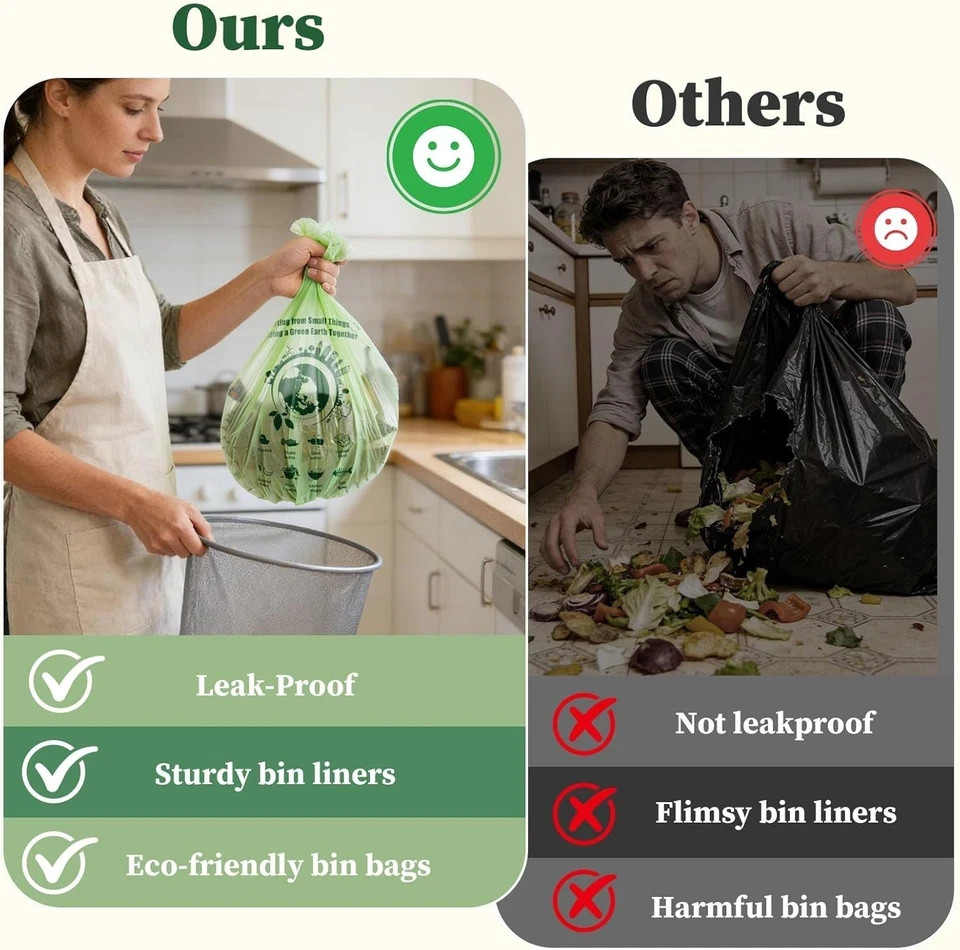 Small Trash Bags 1.2 Gallon, 120 Count Bathroom Garbage Bags, Compost Bin Liners