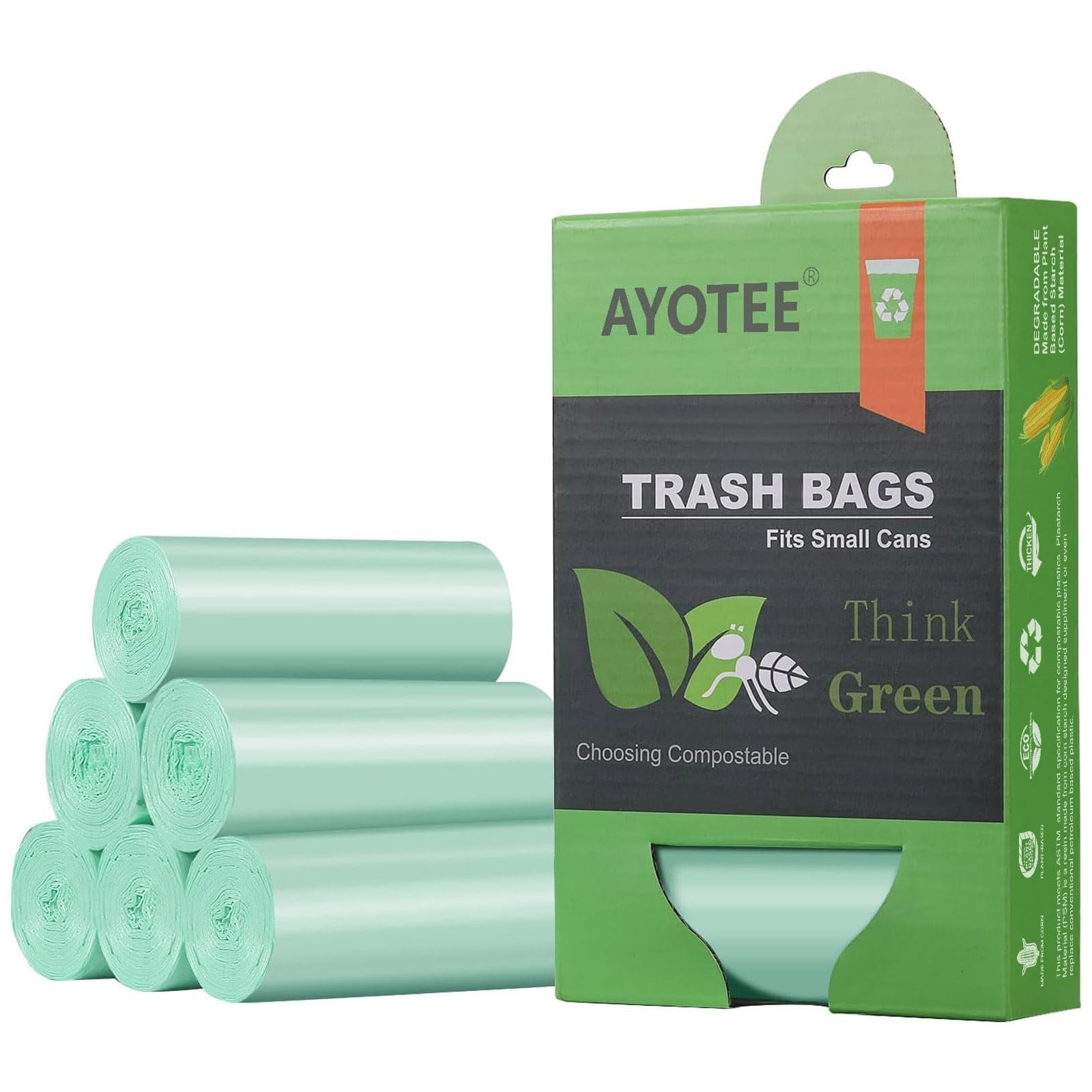 1.2 Gallon Small Trash Bags Garbage Bags, AYOTEE Mini Compostable Strong