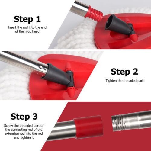 4-Section Spin Mop Stainless Steel Pole Handle For O-Cedar Easywring RinseClean