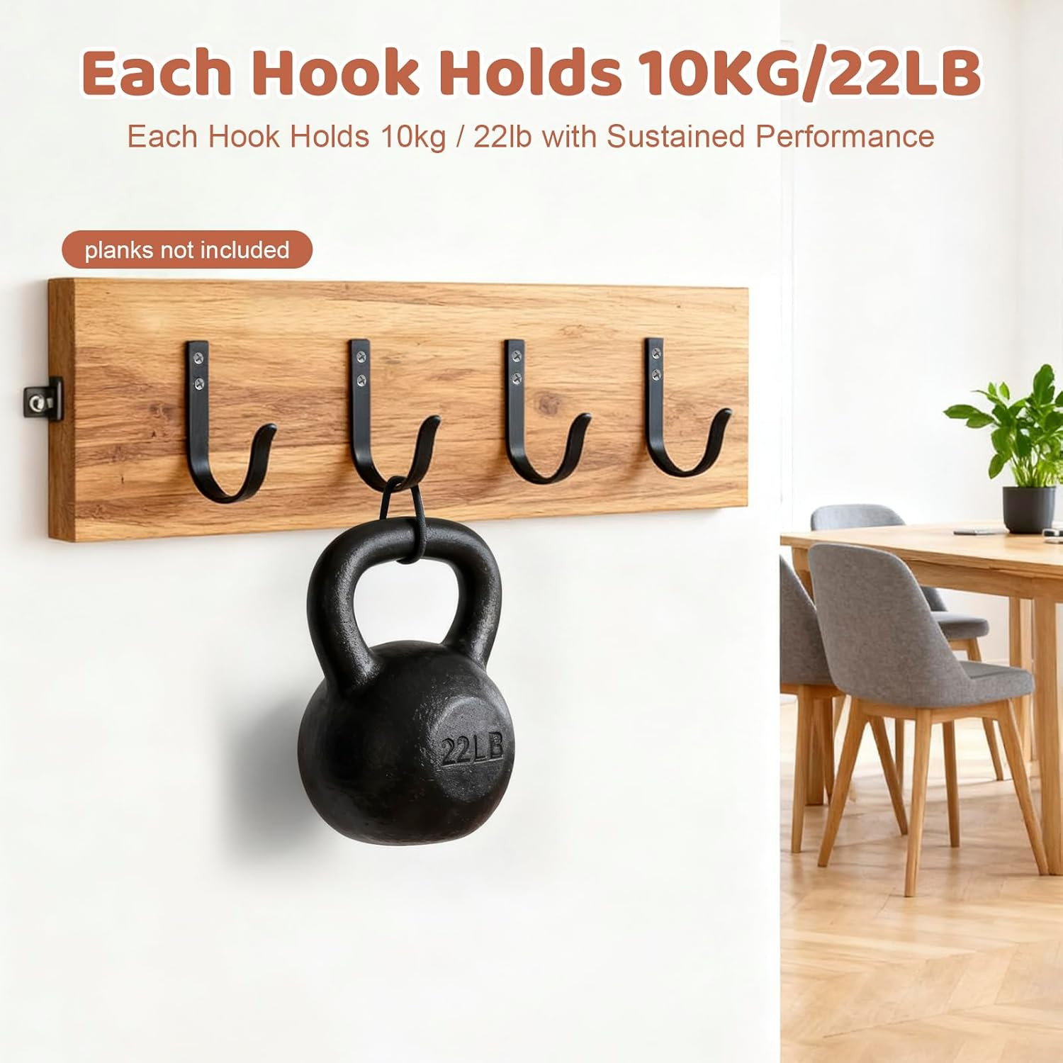 Wall Hooks for Hanging, Large Coat Hooks Wall Mount, Heavy Duty Screw in Metal H