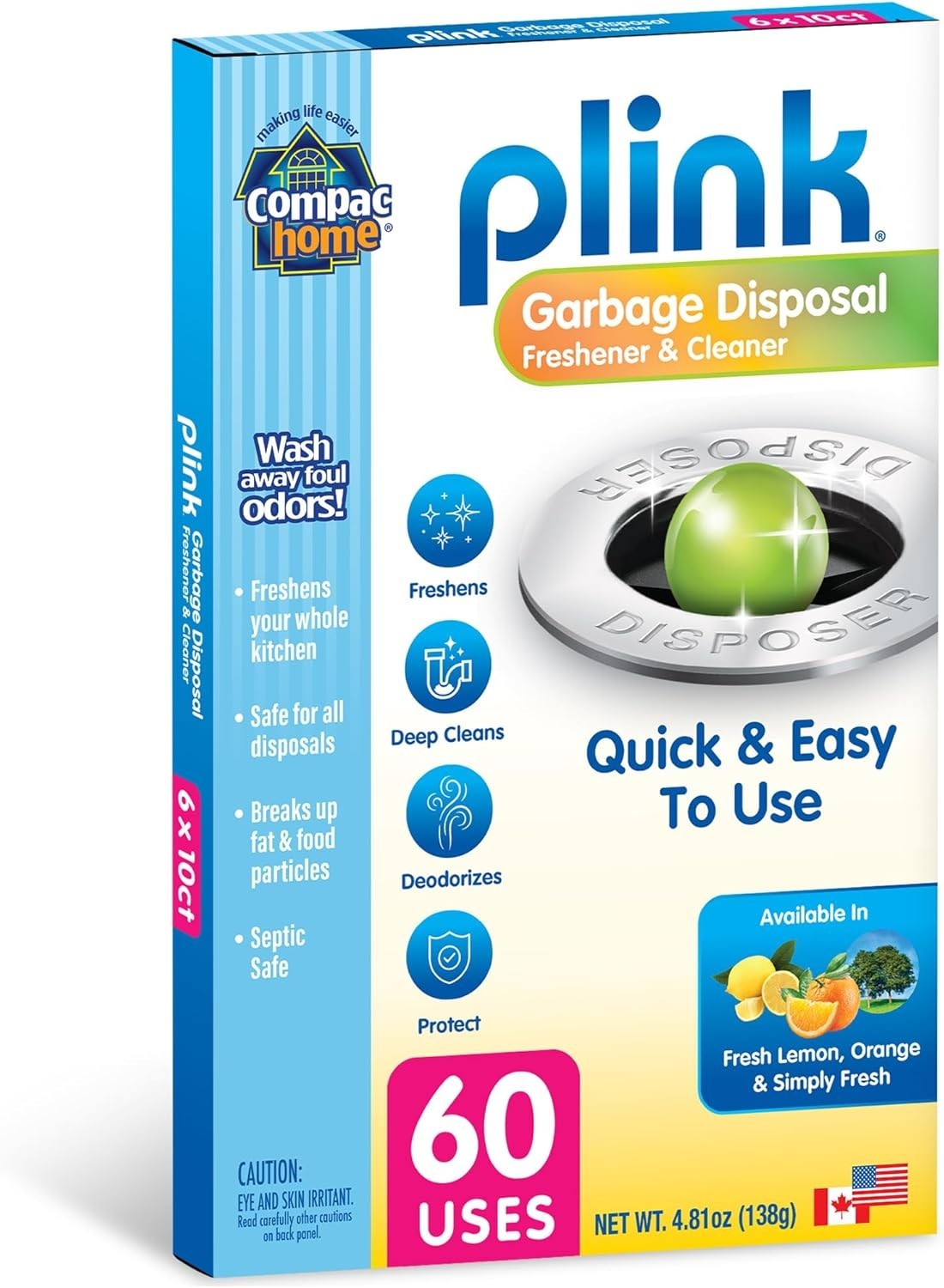 Plink 60ct Garbage Disposal Cleaner & Deodorizer – Assorted Biodegradable Scents