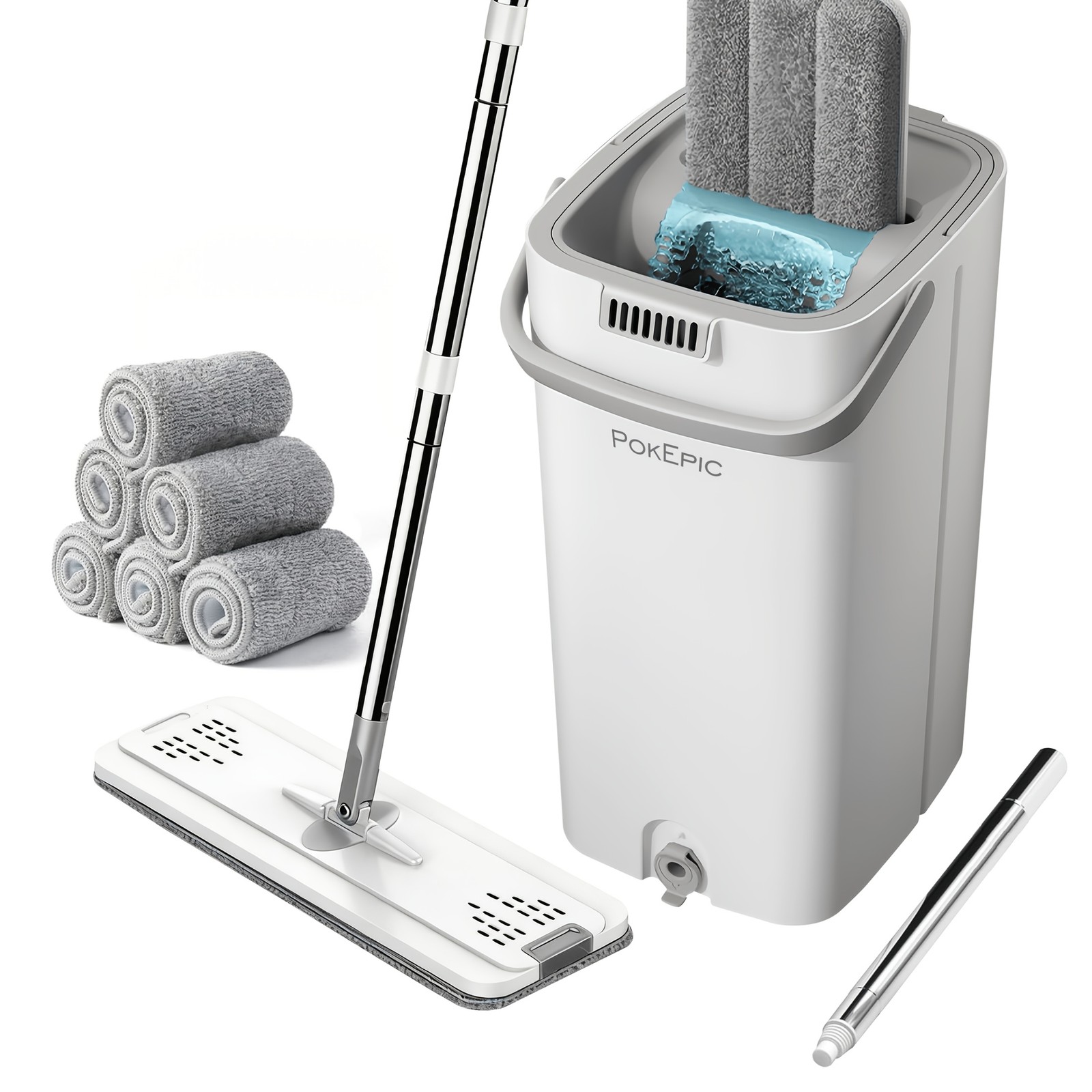 1 Set, Comes With 6 Replaceable Microfiber Pads, Household Mop And Bucket Set, H