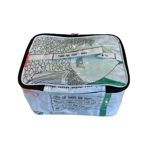 Fair Trade Fish Feed Bag Recycled Cosmetic Case or Lunch Box from Cambodia