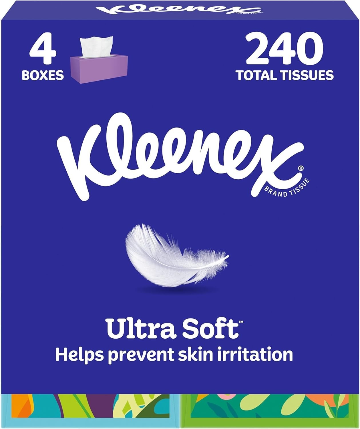 Kleenex Ultra Soft Facial Tissues, 4 Cube Boxes, 60 Tissues per Box, 3-Ply (240)