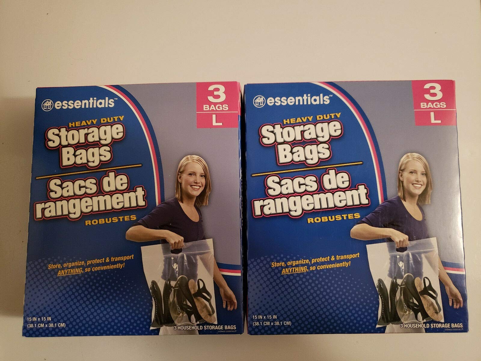 Large Heavy Duty Storage Bags with Zip-lock , Size Large, 3 Count , 2 Pack (6…