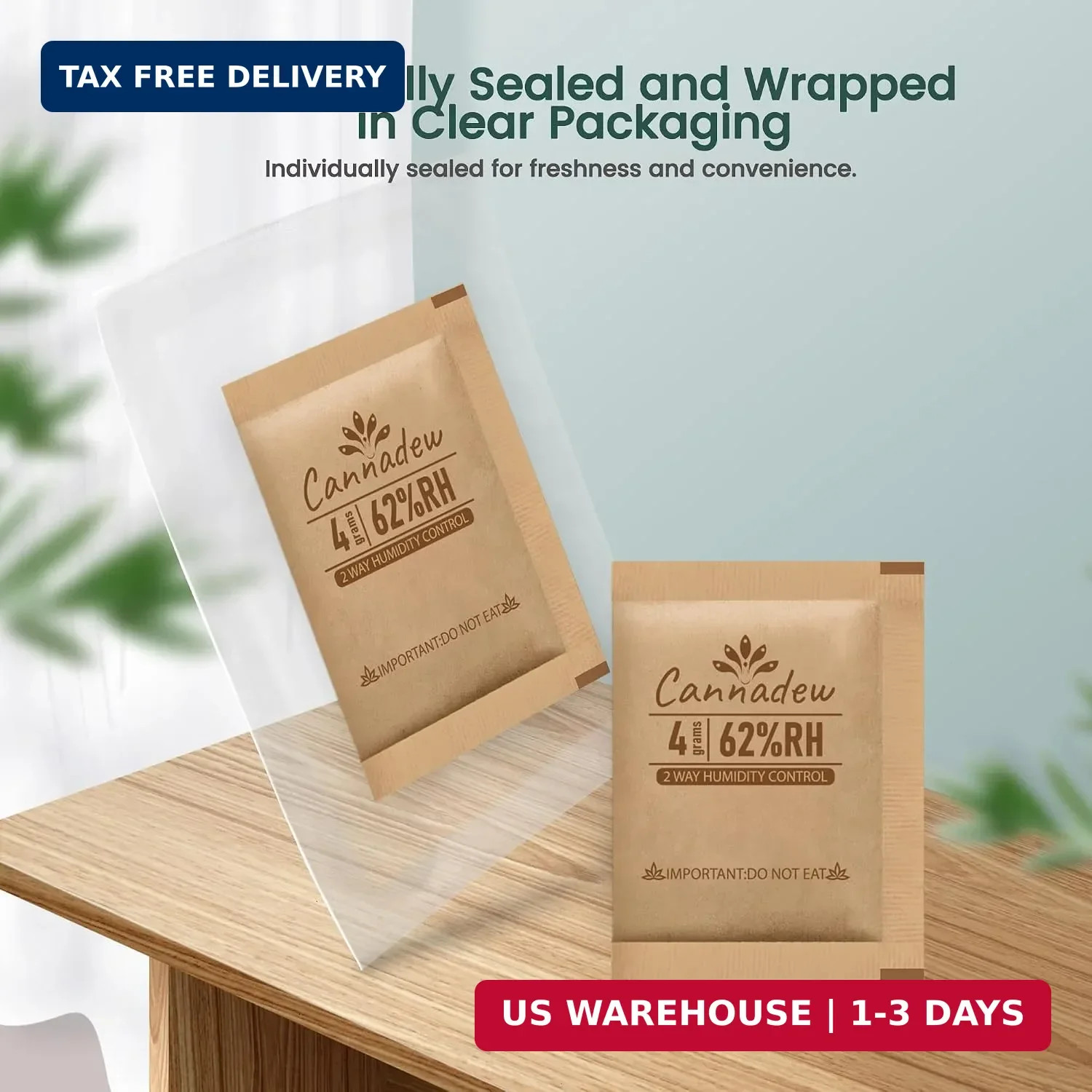 62% RH,4 Gram (10 pcs) Two-Way Humidity Control Packs, Kraft Paper Wrapped- Mois