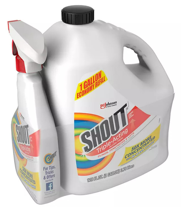 Shout Triple-Acting Laundry Stain Remover 128 fl. oz. refill + 22 fl. oz trigger