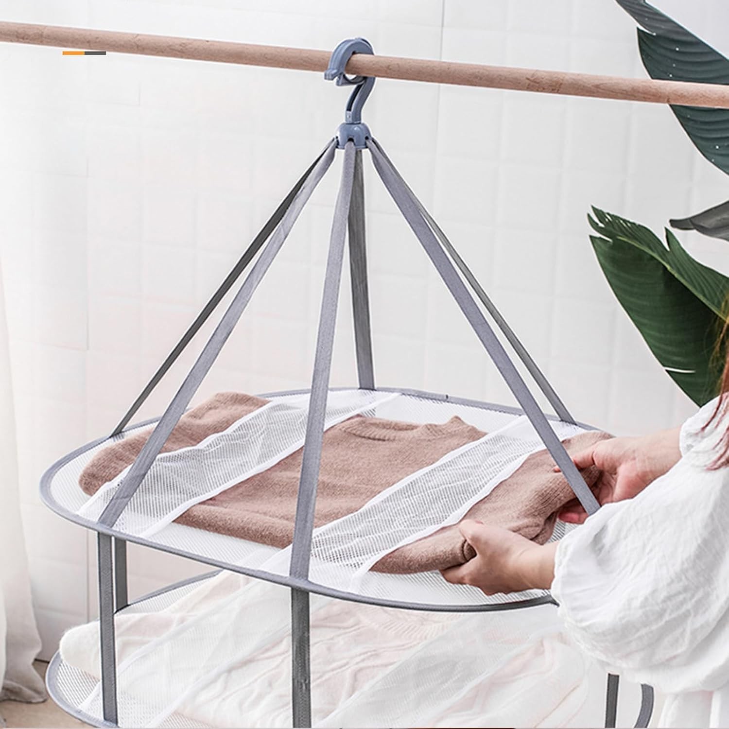 3-Tier Folded Mesh Clothes Hanging Dryer Sweater Drying Rack 30.3″ L * 24.5″ …