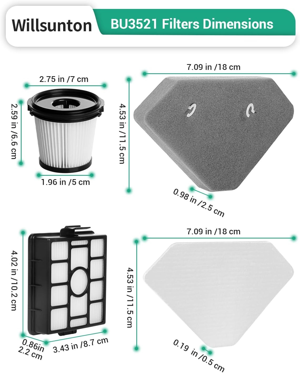 BU3521 Filters Replacement for Shark Clean Empty Cordless Stick Vacuum Auto