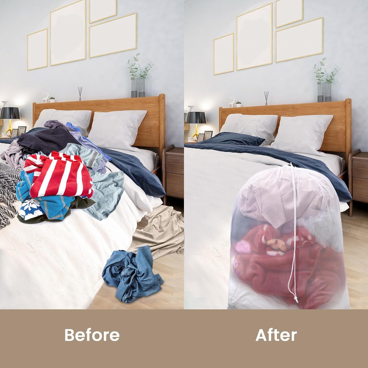 2× Heavy Duty Laundry Bag Large Mesh Wash Clothes With Drawstring Top Closure US