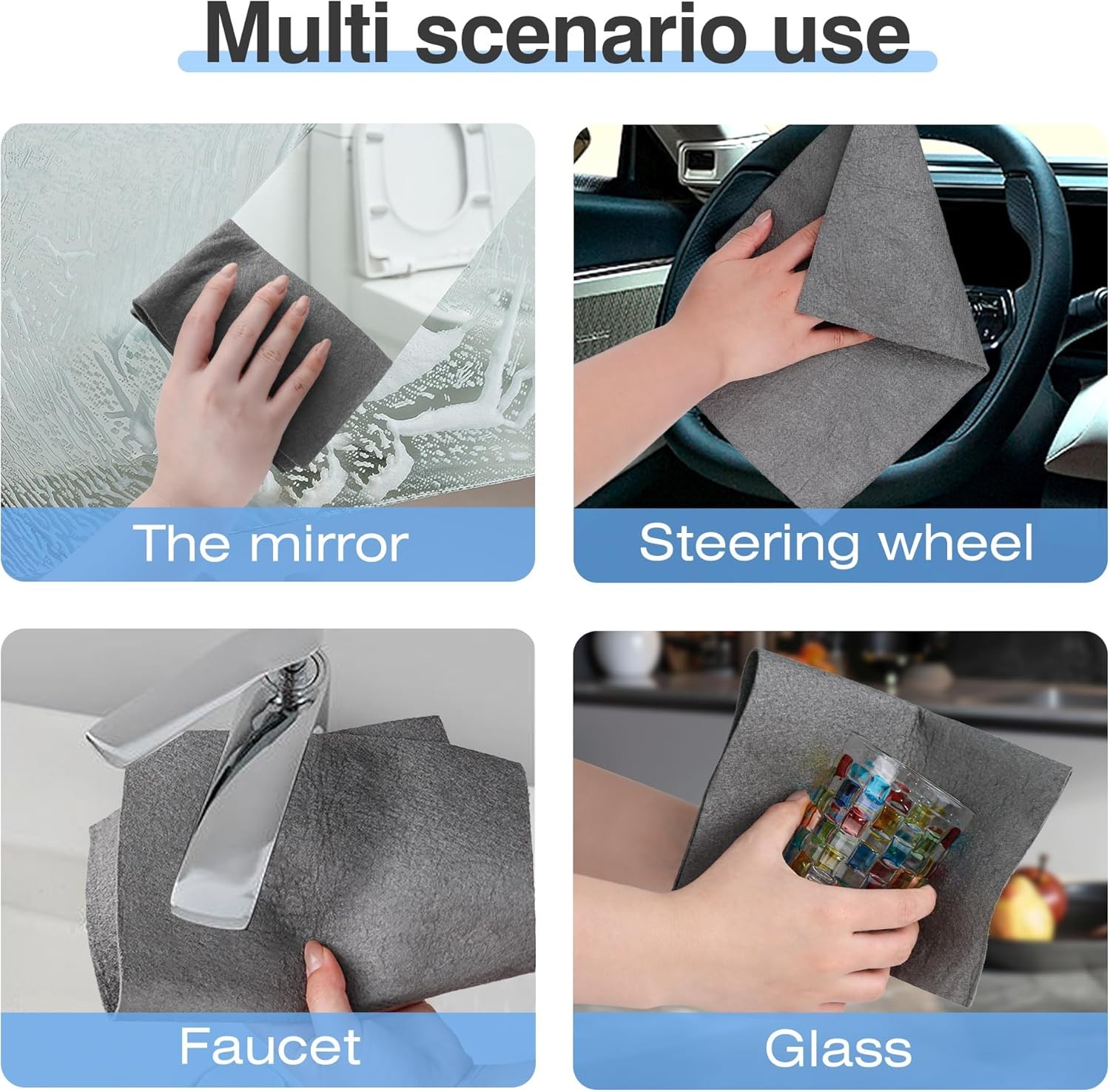 10PCS Magic Glass Cleaning Cloth Microfiber Cleaning Towels for Windows Kitchen