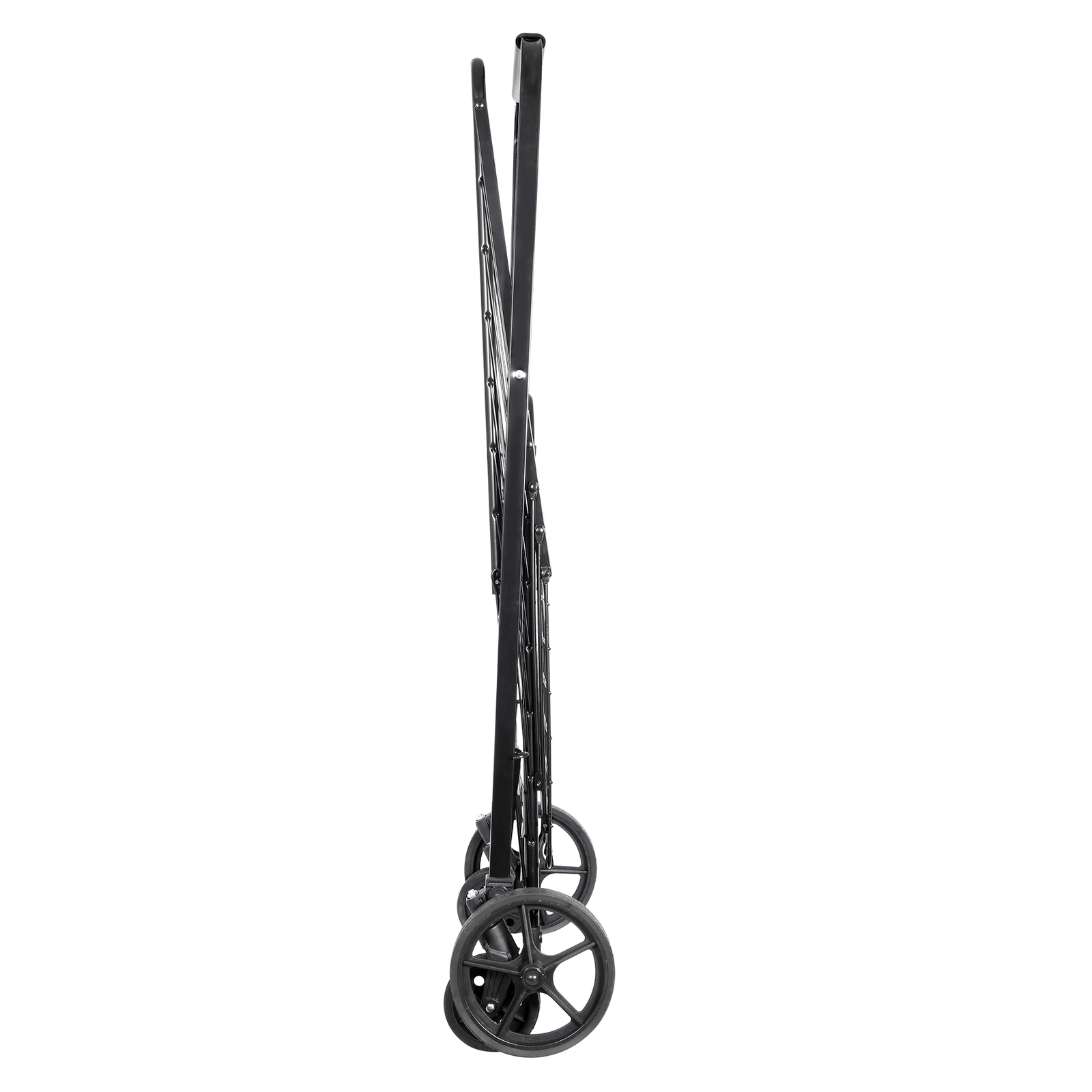 Folding Shopping Cart Rolling Trolley Utility 2 Basket W/Wheel for Laundry Black