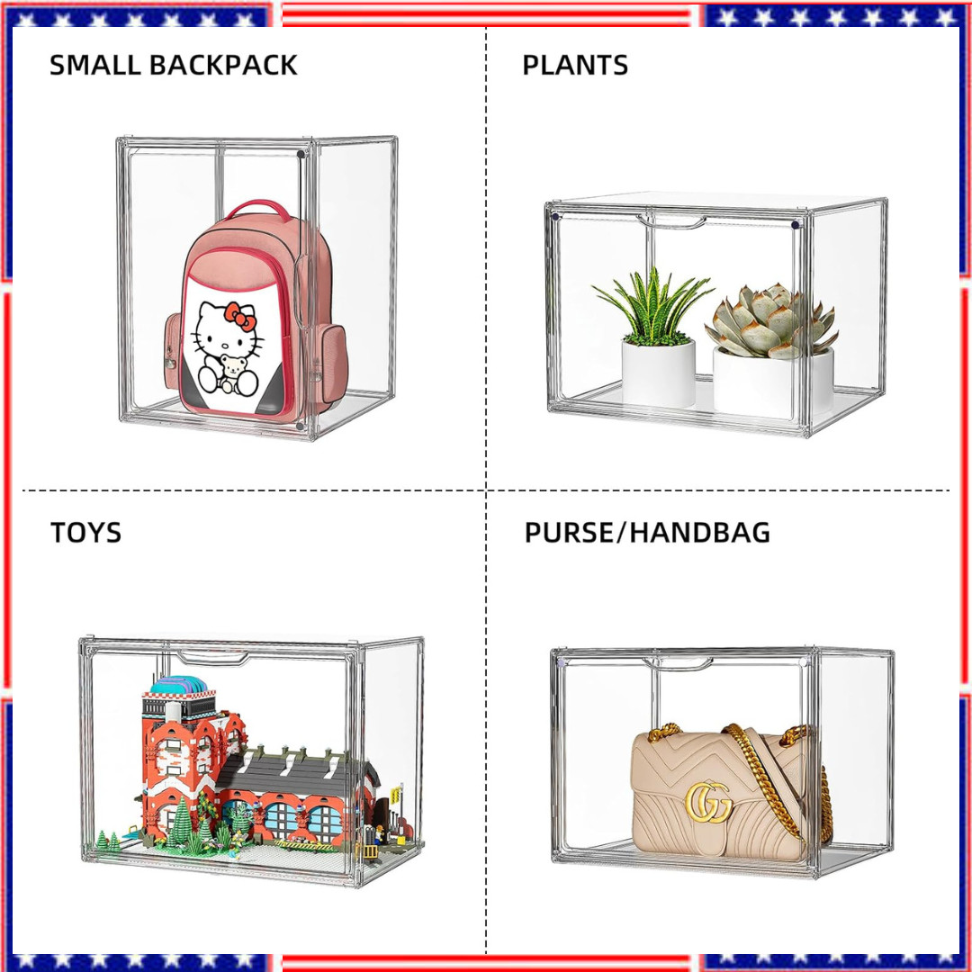 Clear Acrylic Display Case, Large Stackable Storage 1 Pack, X Large-Clear