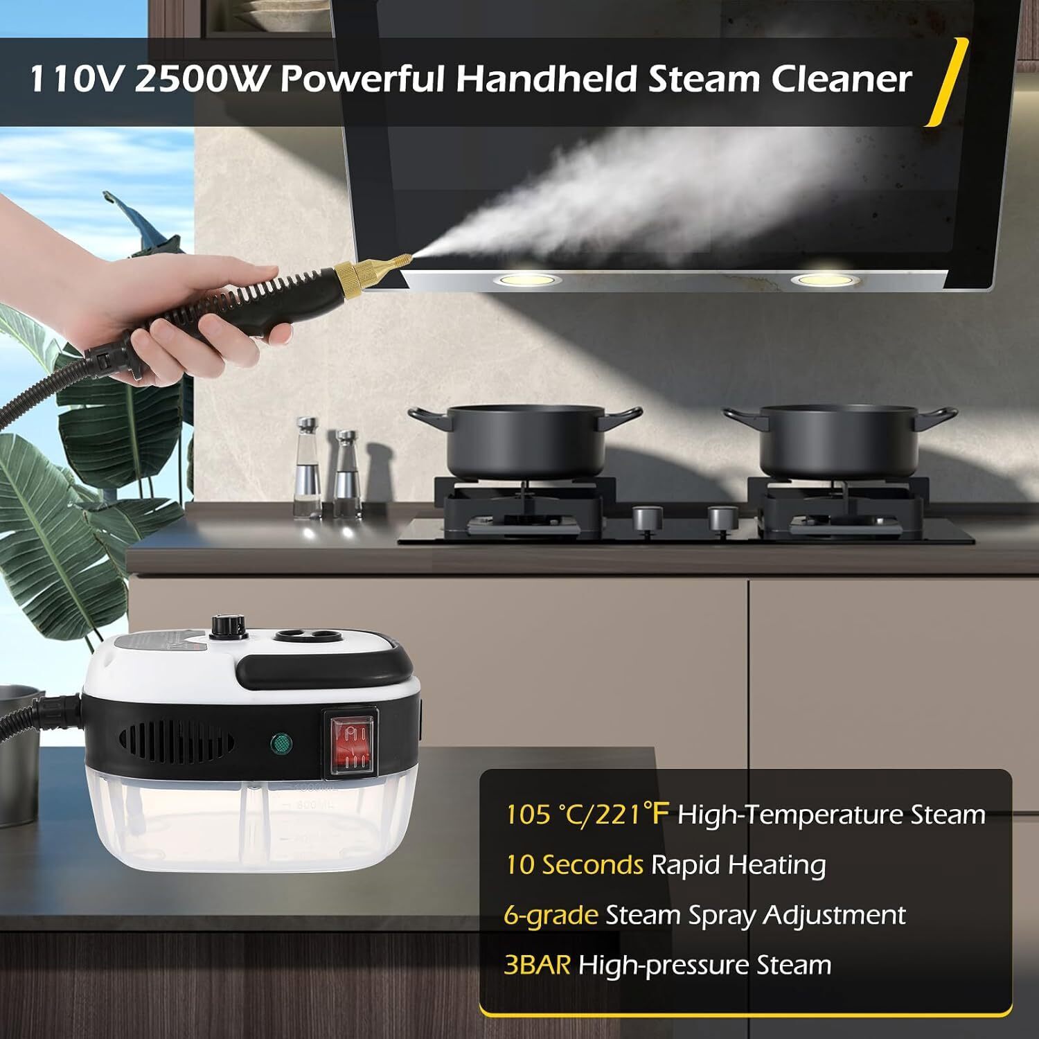 Handheld Car Detailing Cleaning Machine High Temp Steam Cleaner Household 2500W