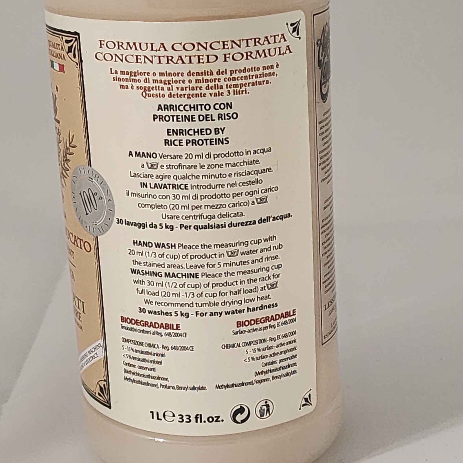 Alighiero Campostrini Cashmere, Wool Delicates Shampoo Detergent 33oz Made Italy