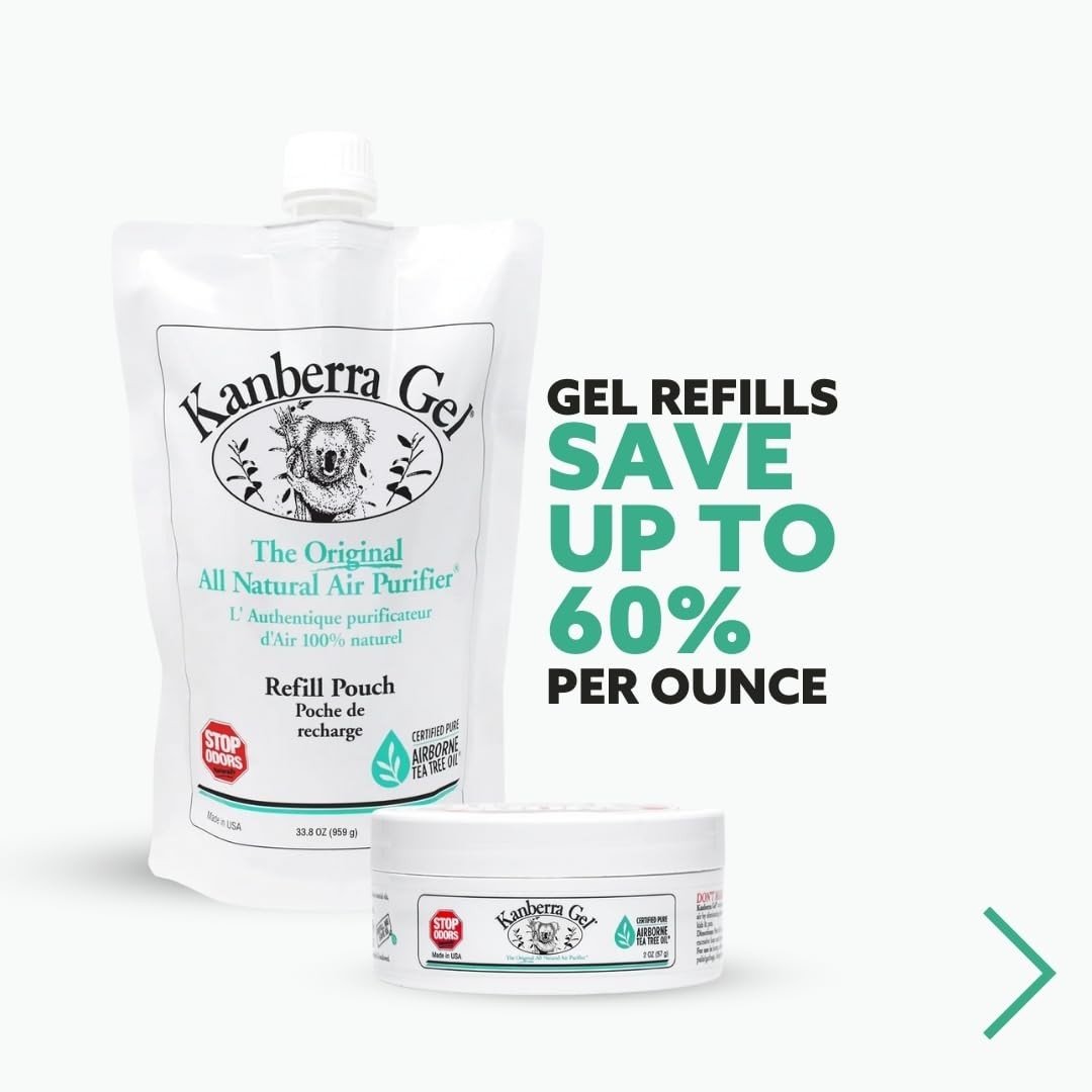 Kanberra Gel Refill Pouch 24oz Odor Eliminator Air Freshener Tea Tree Oil