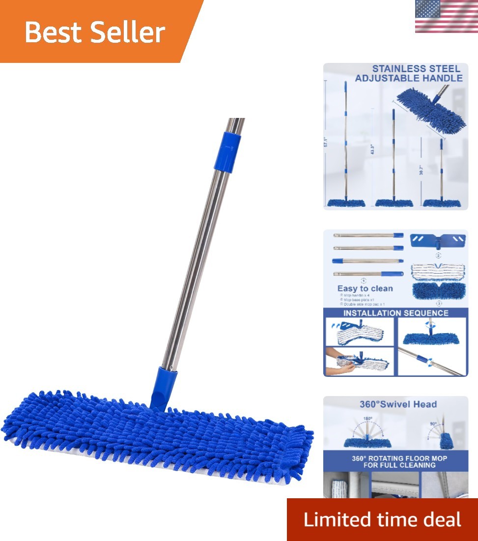 Versatile Blue Microfiber Mop – Dual-Sided for Wet & Dry Cleaning on Any Surface