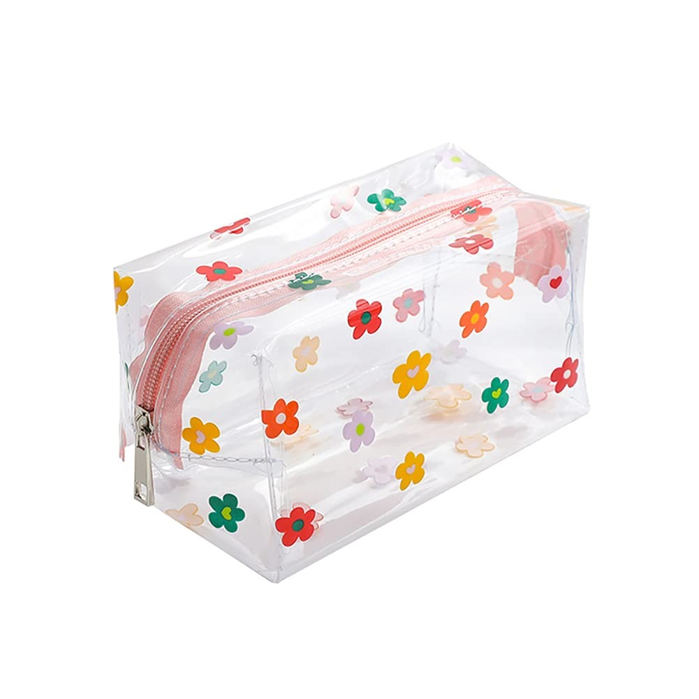 UUYYEO Clear Flower Makeup Bags Transparent Floral 18 x 10 x 10 cm, Colorful