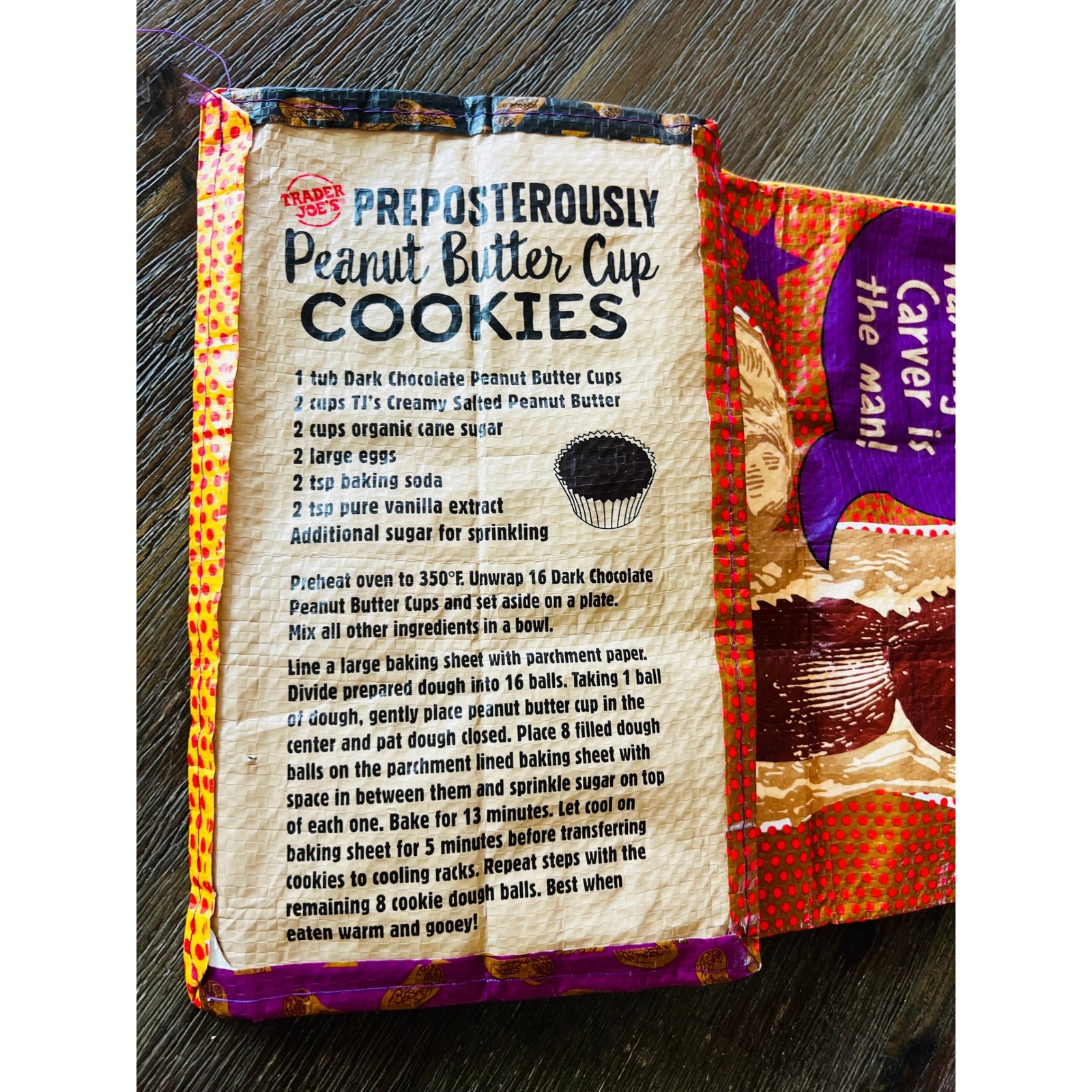 Trader Joe’s Reusable Grocery Bag Peanut Pop Art Peanut Butter Cookie Recipe