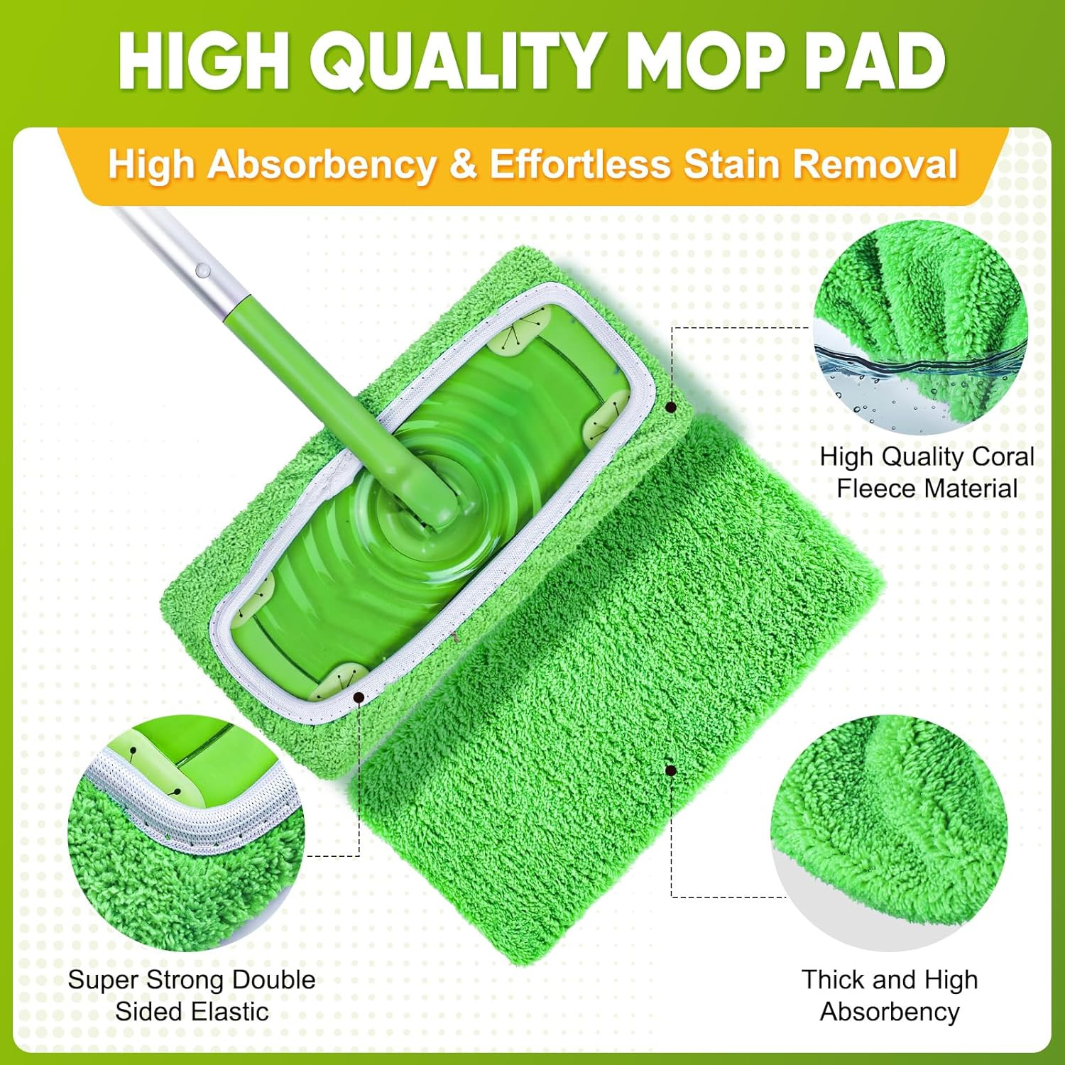6 Reusable Microfiber Mop Pads 10–12 Inch Wet Dry Washable Refills
