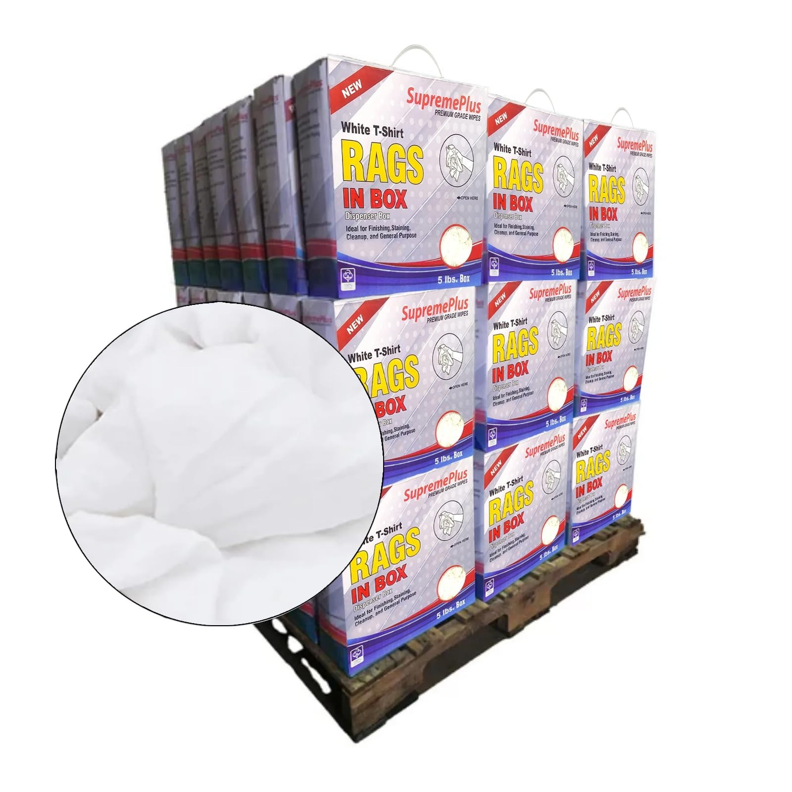 White T-Shirt Knit Rags – New Bulk Industrial Wipers 600 LB – Compressed Boxes