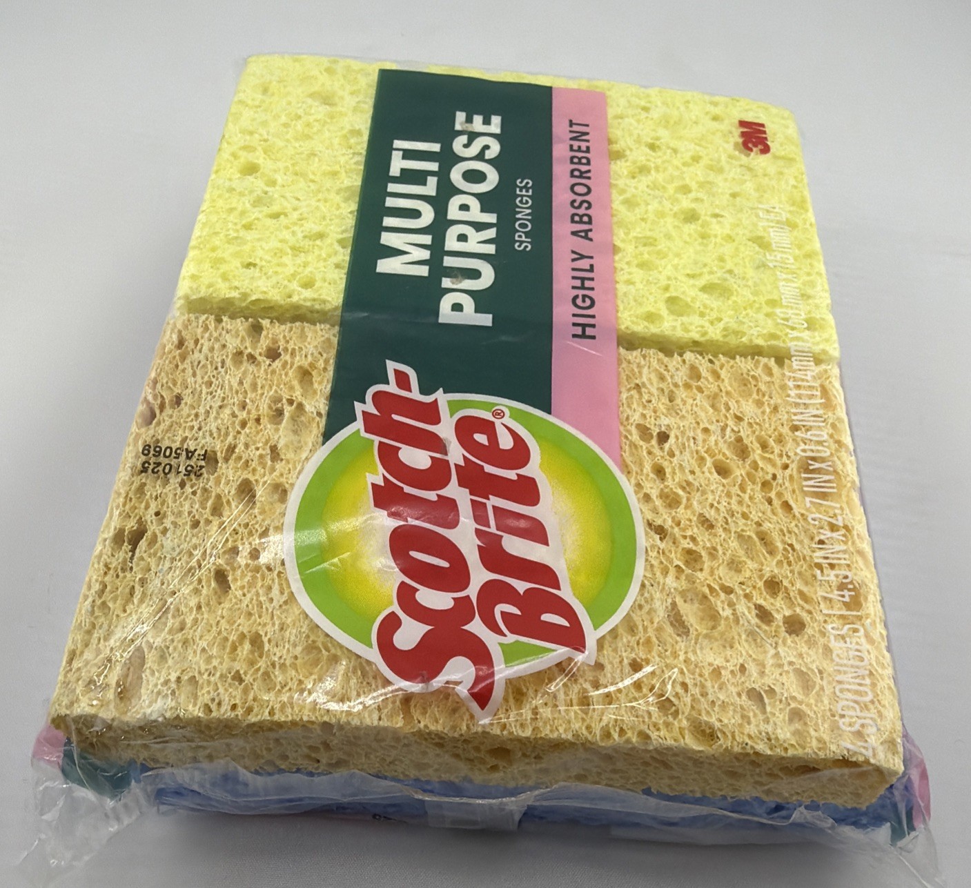 Scotch-Brite Multi-Purpose Sponges 4 Pack Assorted Colors Cleaning Scrubber.