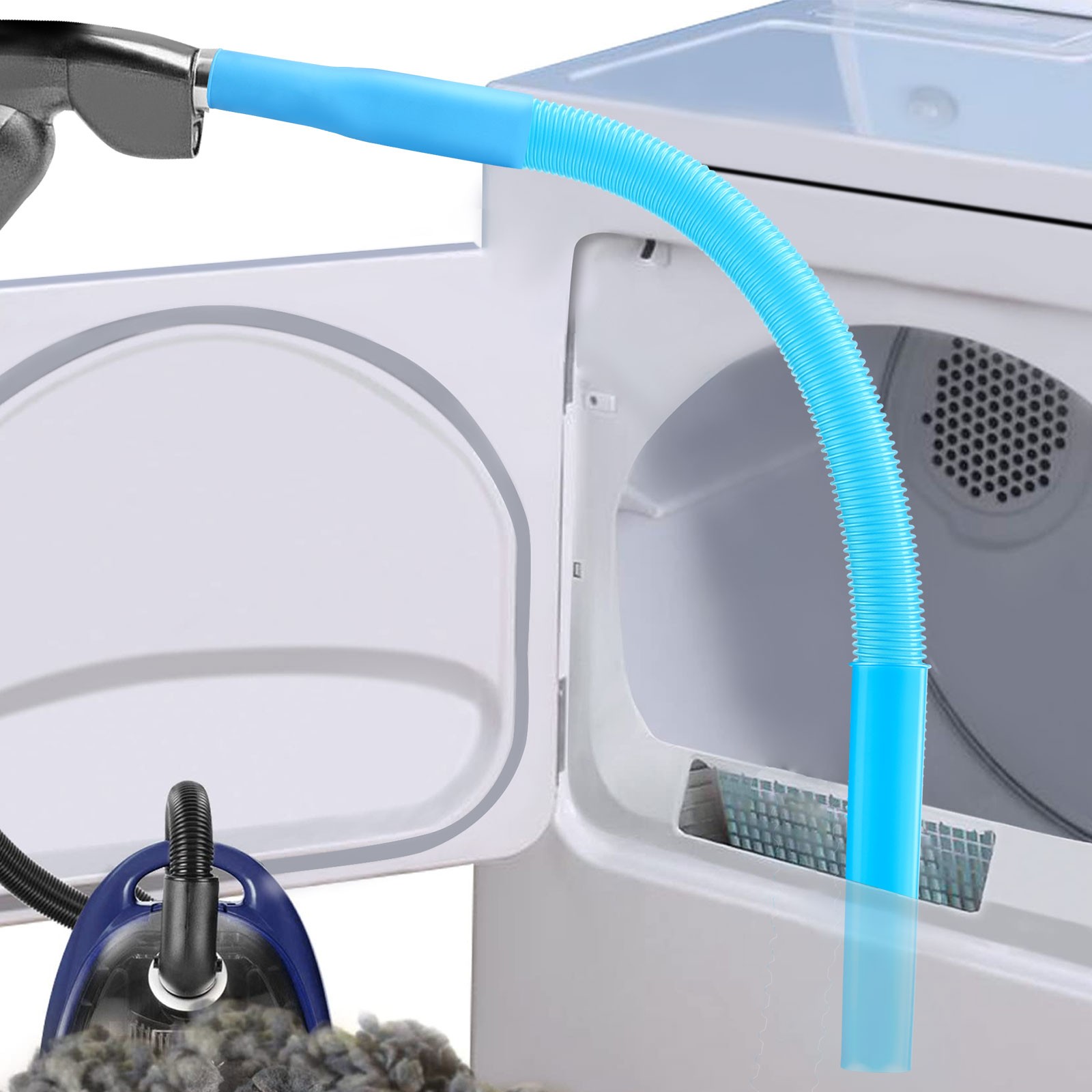 Universal Dryer Vent Cleaner Hose Attachment 38in Flexible Vacuum Lint Removal