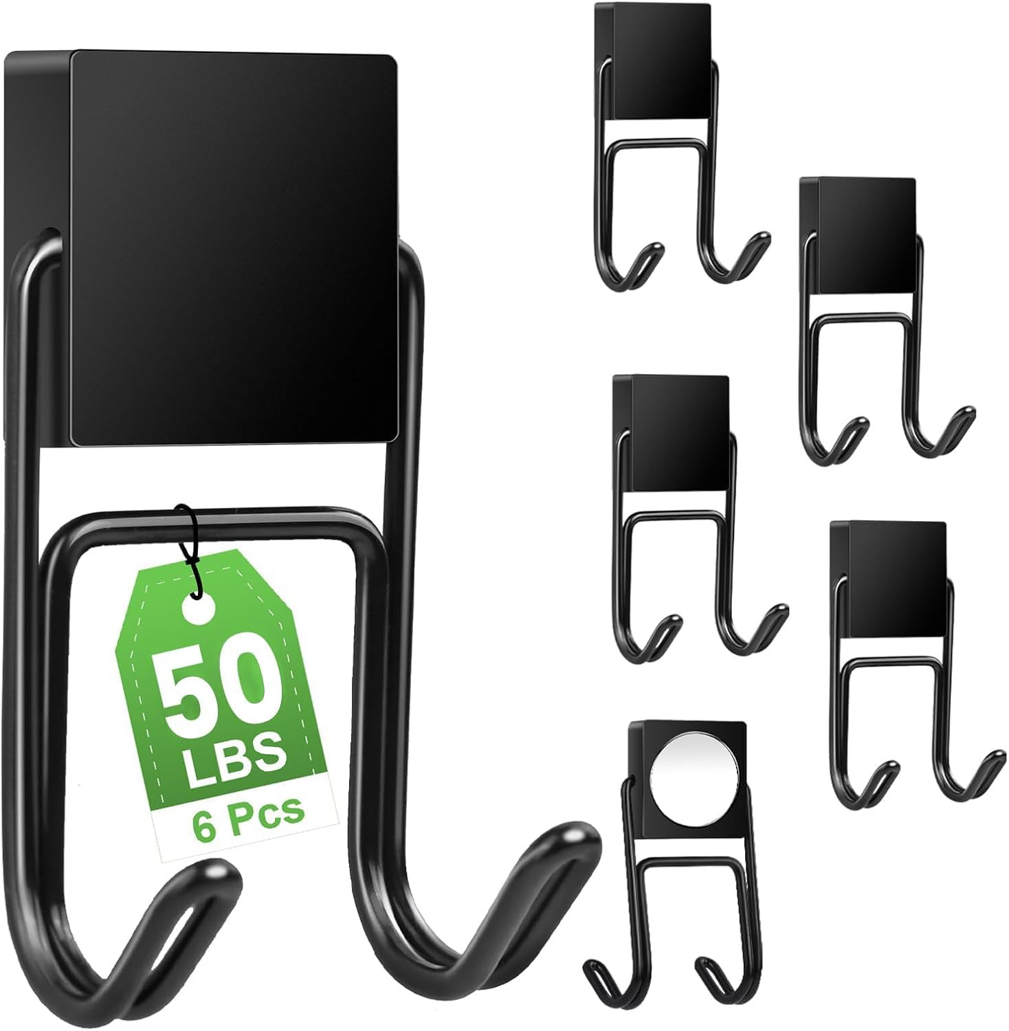 6-Pack Heavy Duty 50lb+ Magnetic Hooks, Double Hook Magnets for Refrigerator, Gr