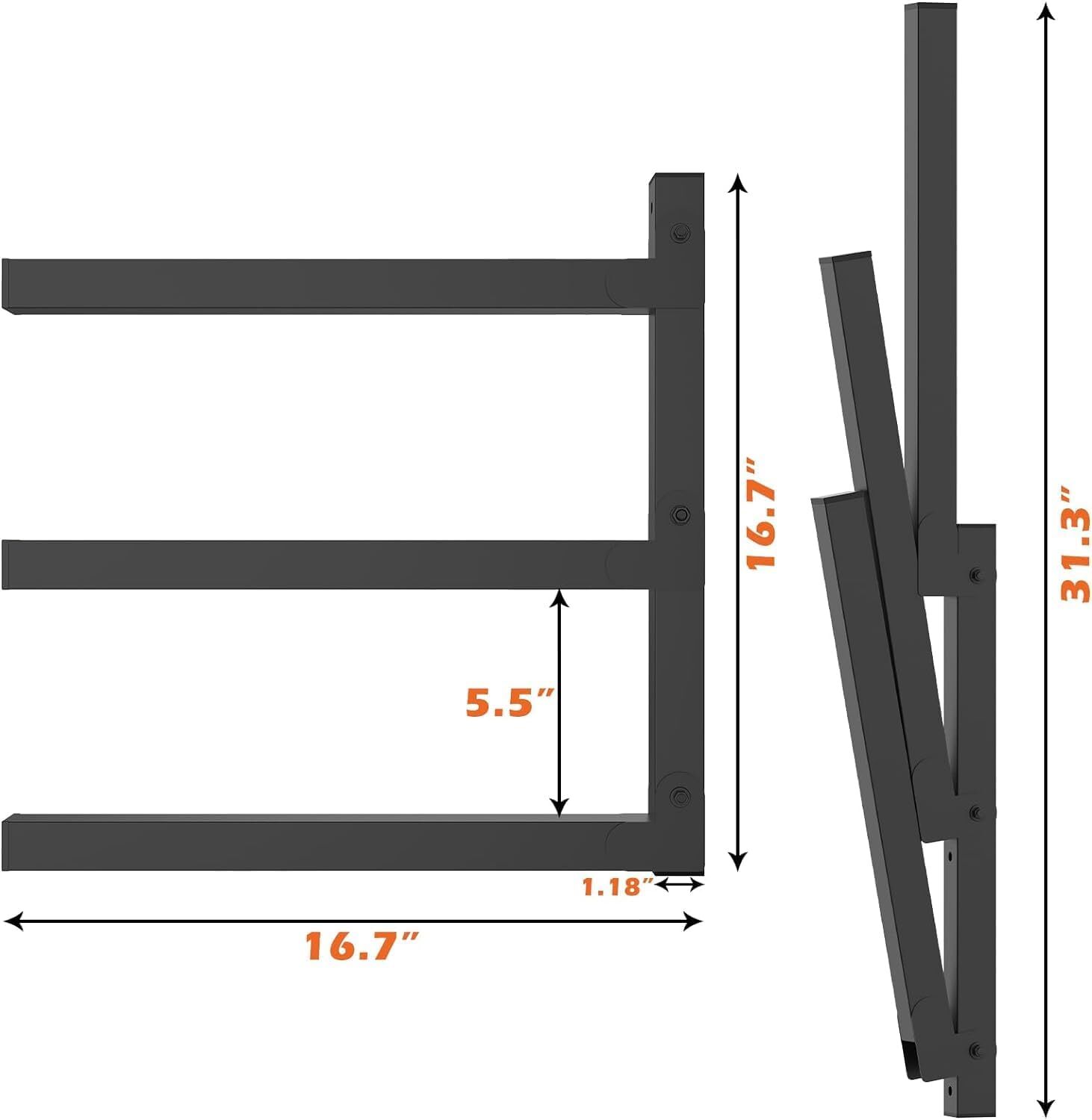 4 Packs 3-Level Heavy Duty Floating Lumber Shelf Organizer for Indoor & Outdoor