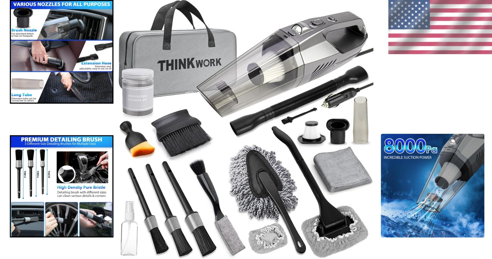 New ListingTHINKWORK Pink Car Detailing Kit 8000PA Cordless Vacuum Cleaner Br…