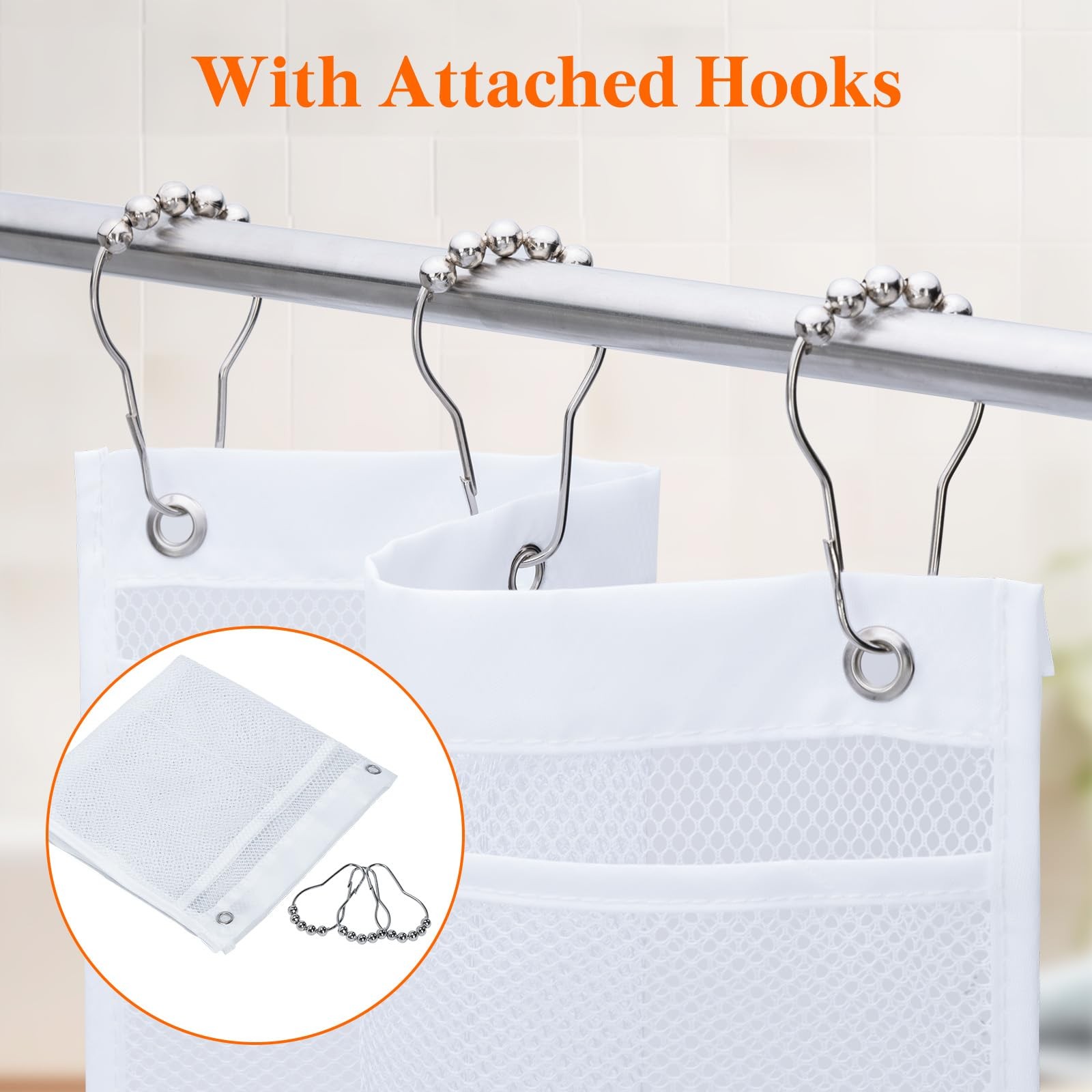 Lifewit Mesh Shower Caddy, 7 Pockets Hanging 17″ x 25.6″, White