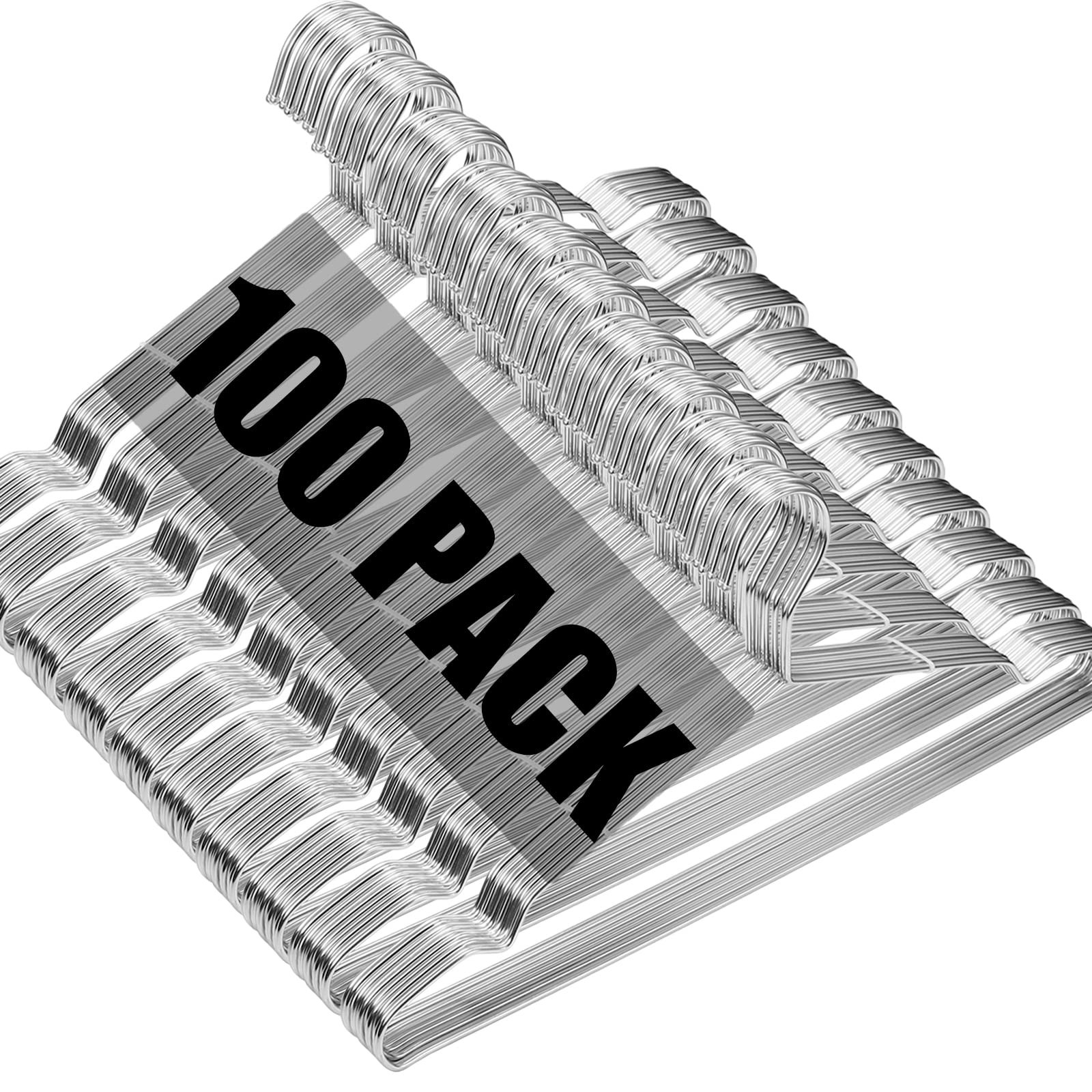 100 Pack Heavy-Duty Wire Clothes Hangers, Ultra-Thin Space-Saving Metal, 16.5