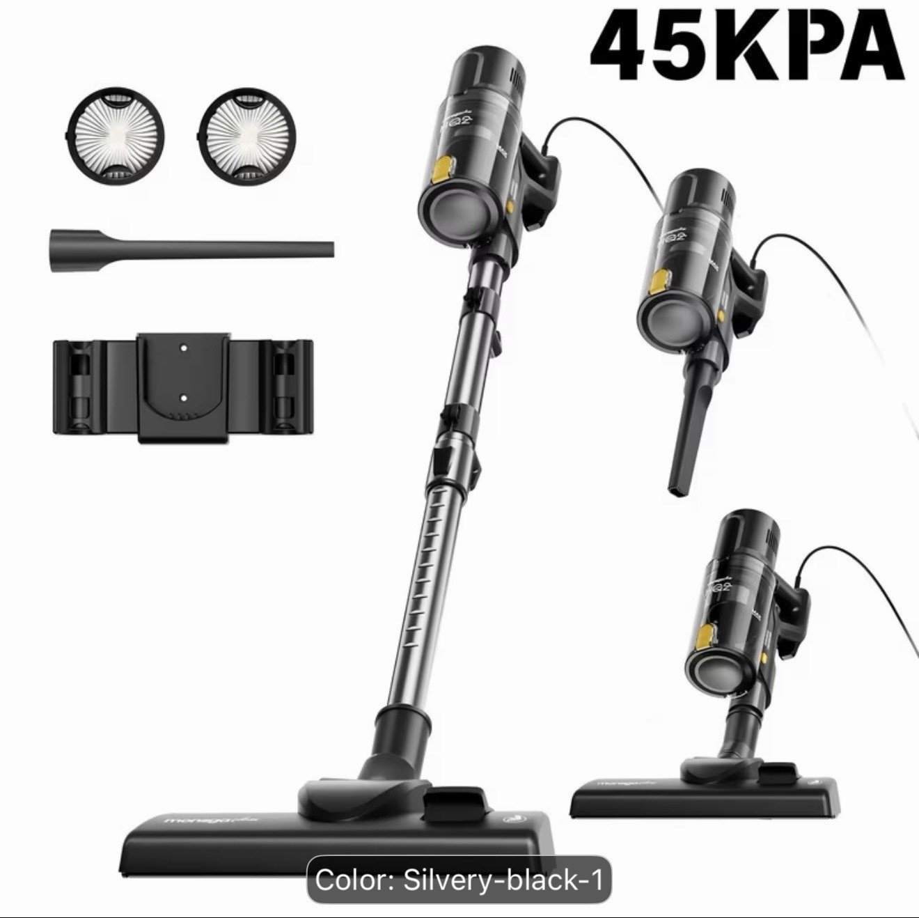 MONSGA 600W Corded Stick Vacuum Cleaner 45KPa Lightweight Pet Hair Black
