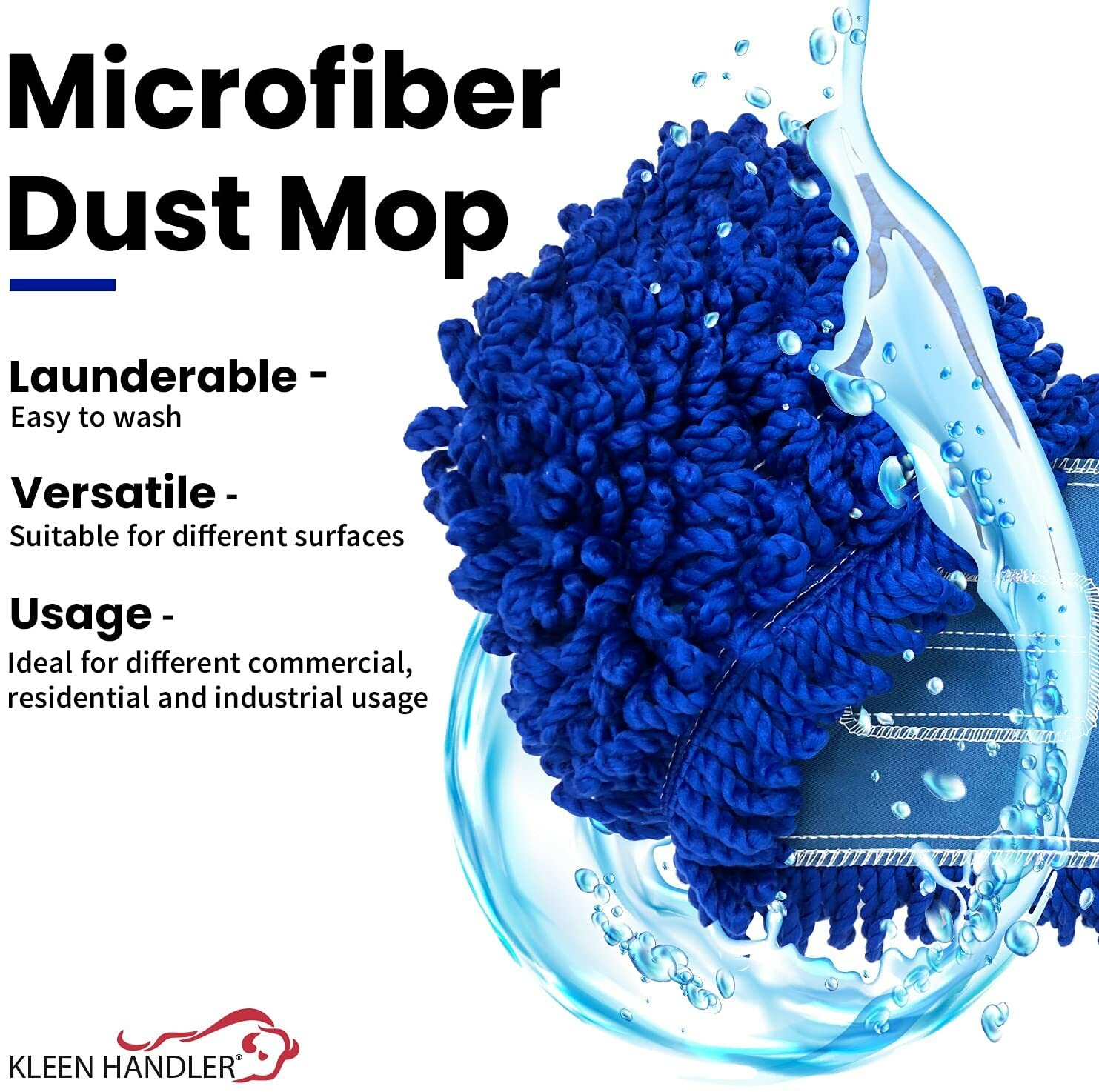 Microfiber Dust Mop Replacement Head, Washable Commercial Heavy Duty Mop Refills
