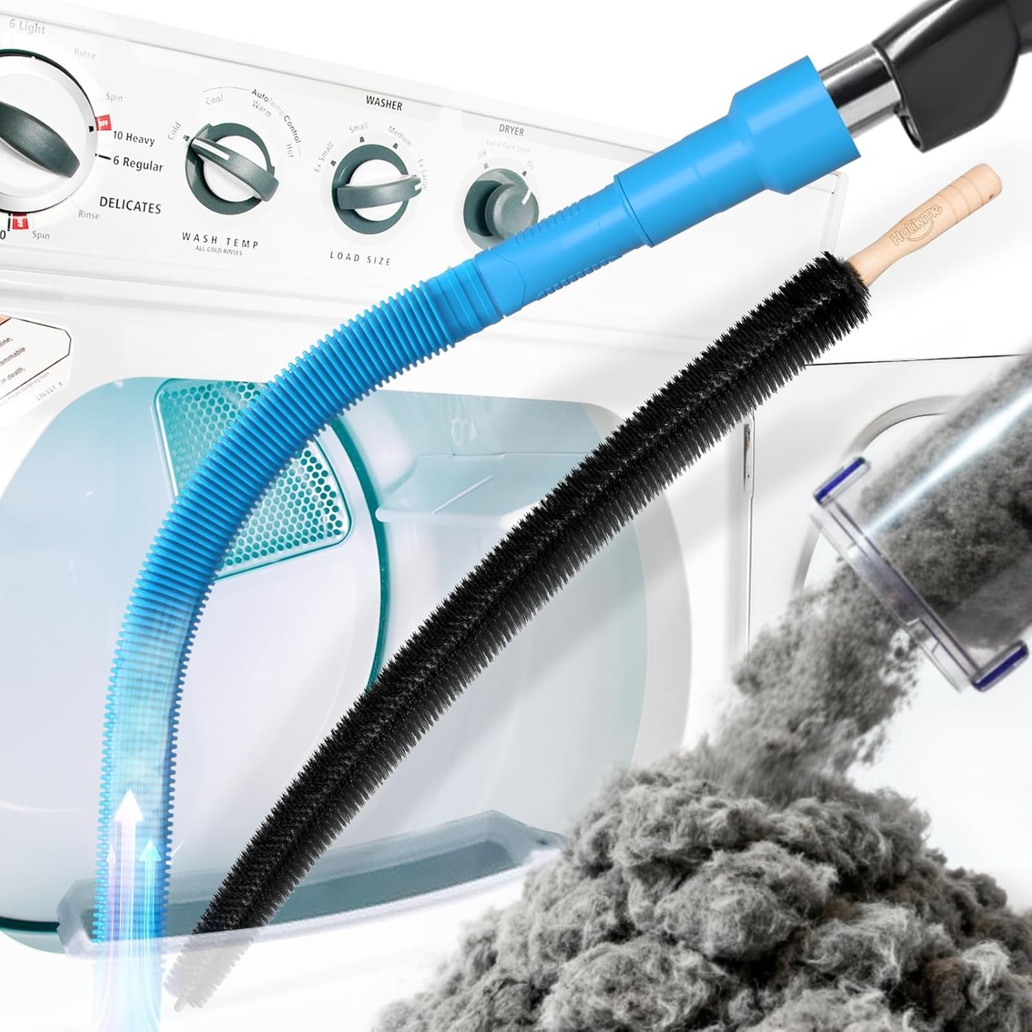 Dryer Vent Cleaner Kit, Vacuum Hose & Brush for Lint Trap Cleaning | Flexible