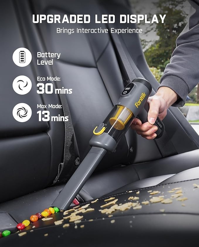 Fanttik Slim V9 Mix Car Vacuum, 4 in 1 Handheld Air Duster, 12000PA Suction Powe