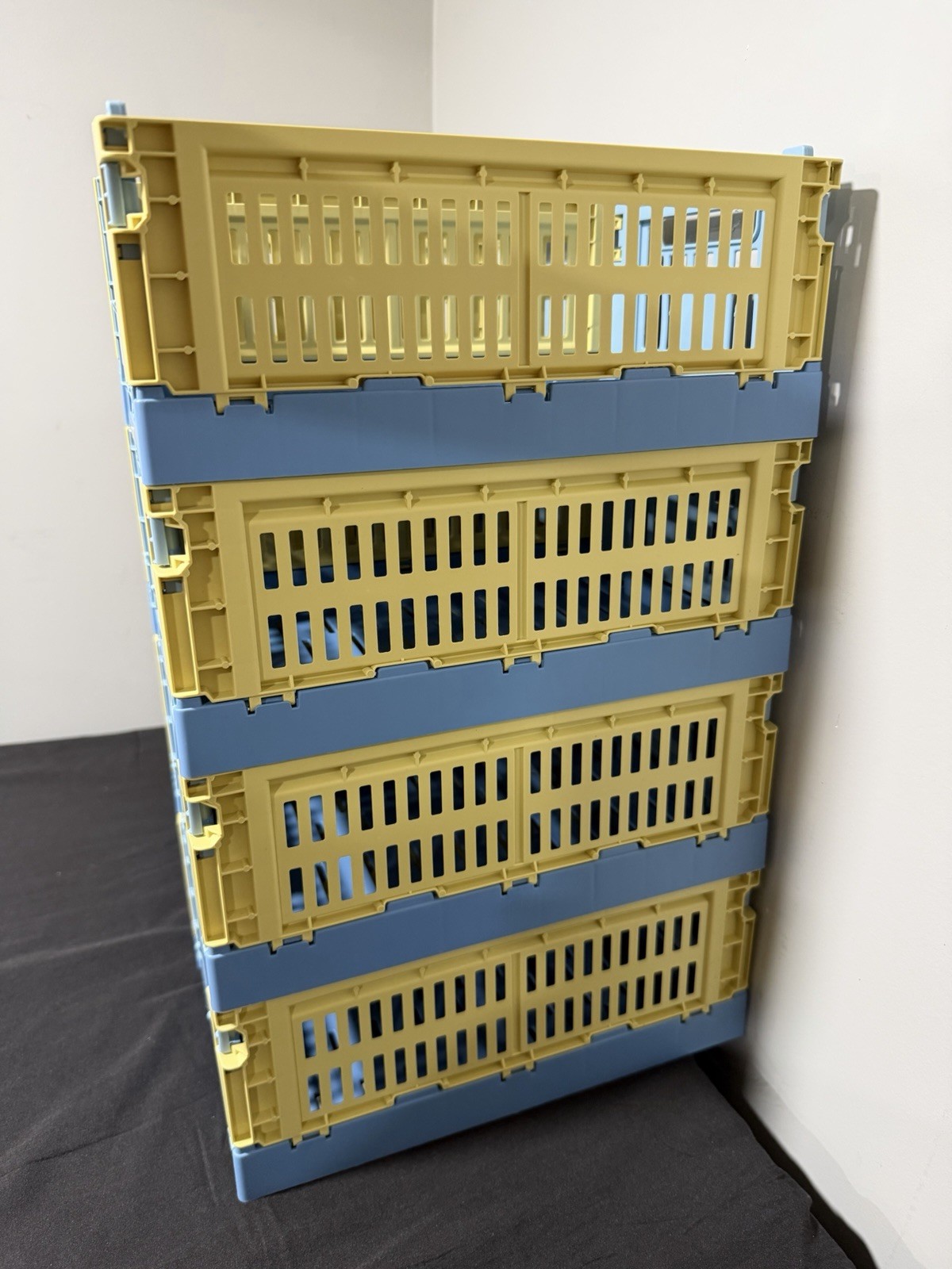 HAY Design Recycled Color Crate Storage Bin 1 PC Small Blue/Yellow NEW