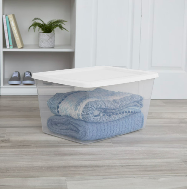Sterilite 20 Quart Small Storage Bin Plastic Container with Snap On Lid 2pk